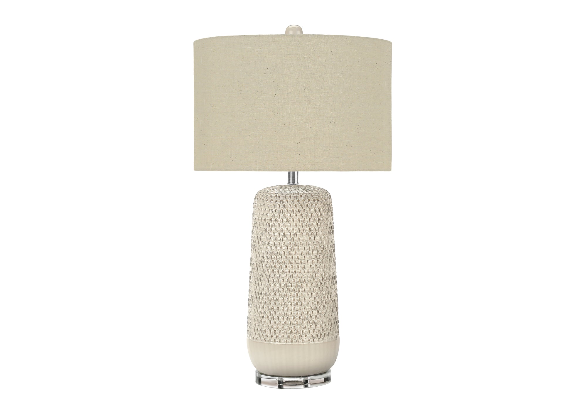 LUMINAIRE - LAMPE DE TABLE 31"H CÉRAMIQUE CRÈME / ABAT-JOUR BEIGE # I 9605