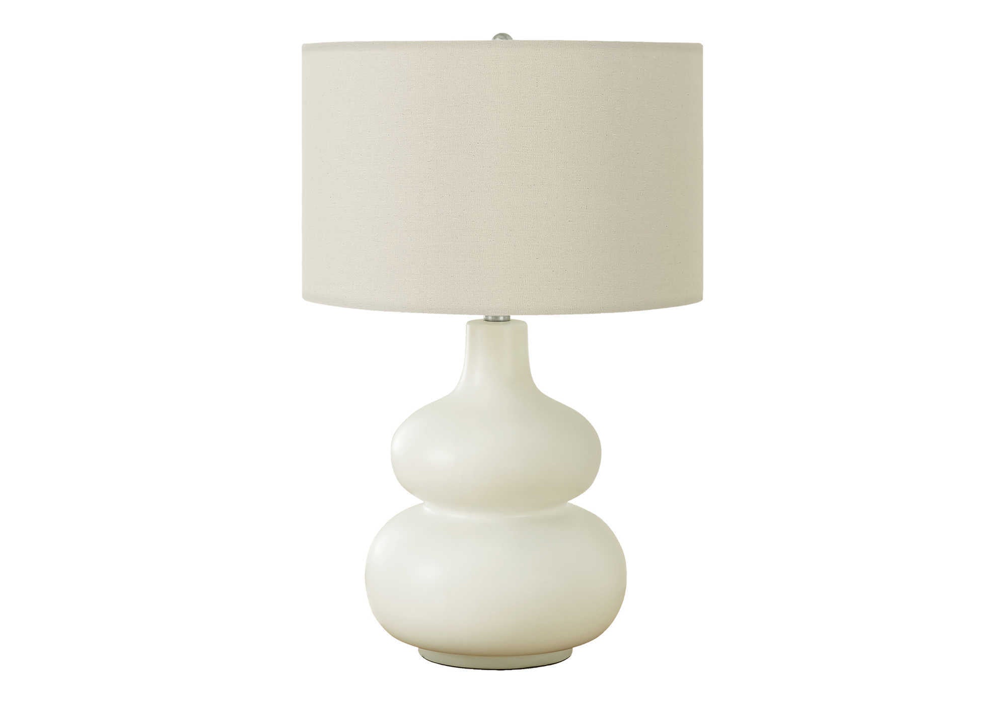ÉCLAIRAGE - LAMPE DE TABLE 25"H CÉRAMIQUE CRÈME / ABAT-JOUR IVOIRE # I 9608