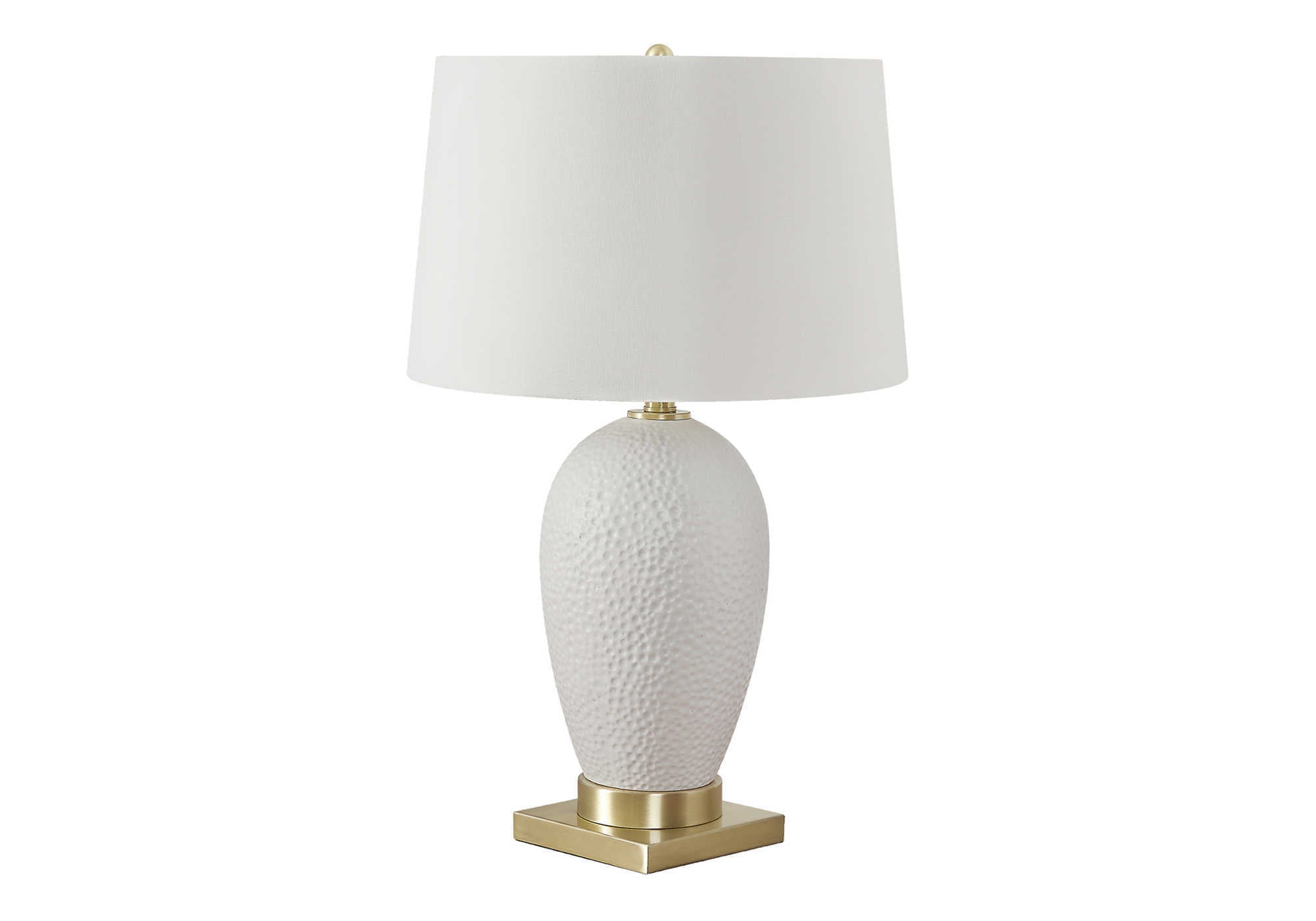 ÉCLAIRAGE - LAMPE DE TABLE 26"H CÉRAMIQUE BLANCHE / ABAT-JOUR IVOIRE # I 9610