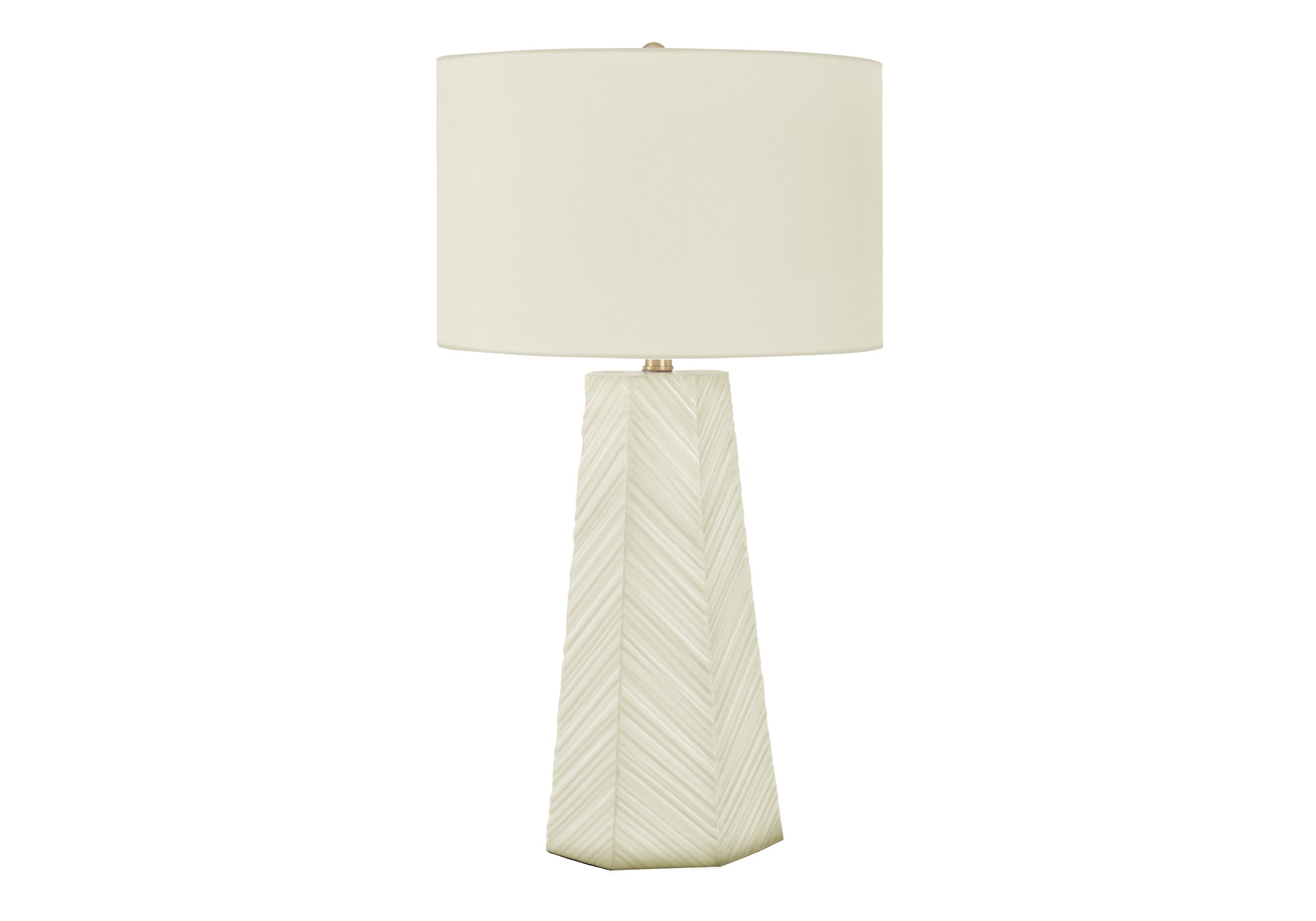 ÉCLAIRAGE - LAMPE DE TABLE 29"H CÉRAMIQUE BLANCHE / ABAT-JOUR IVOIRE # I 9614