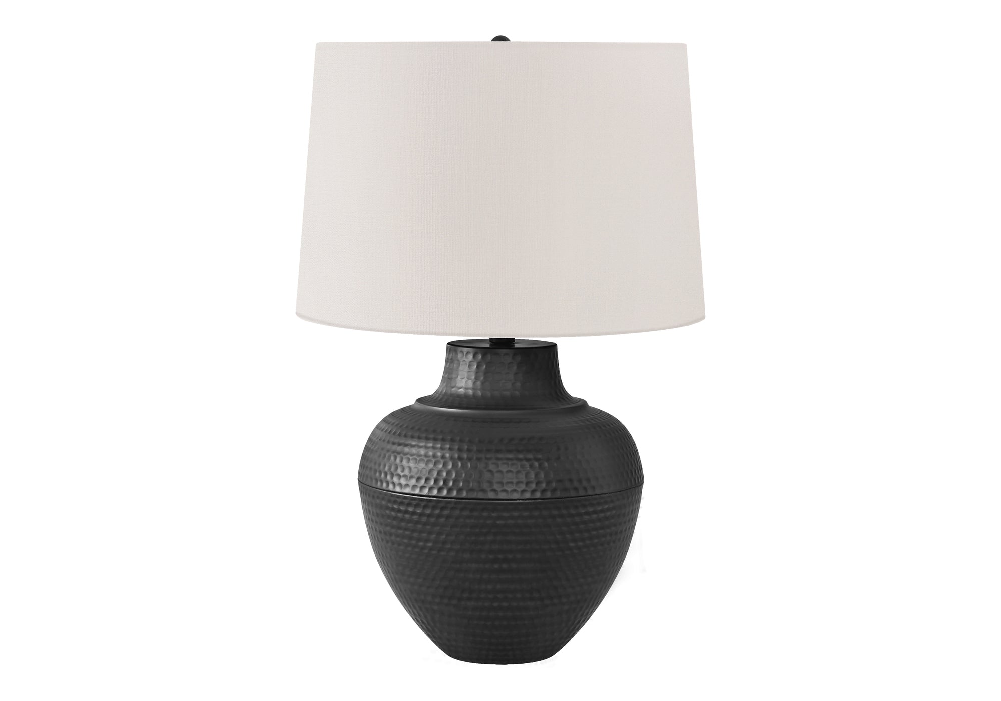 ÉCLAIRAGE - LAMPE DE TABLE 26"H MÉTAL NOIR / ABAT-JOUR IVOIRE # I 9615