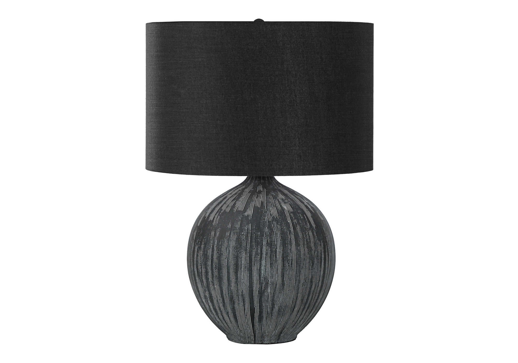 LUMINAIRE - LAMPE DE TABLE 23"H CÉRAMIQUE NOIRE / ABAT-JOUR NOIR # I 9618