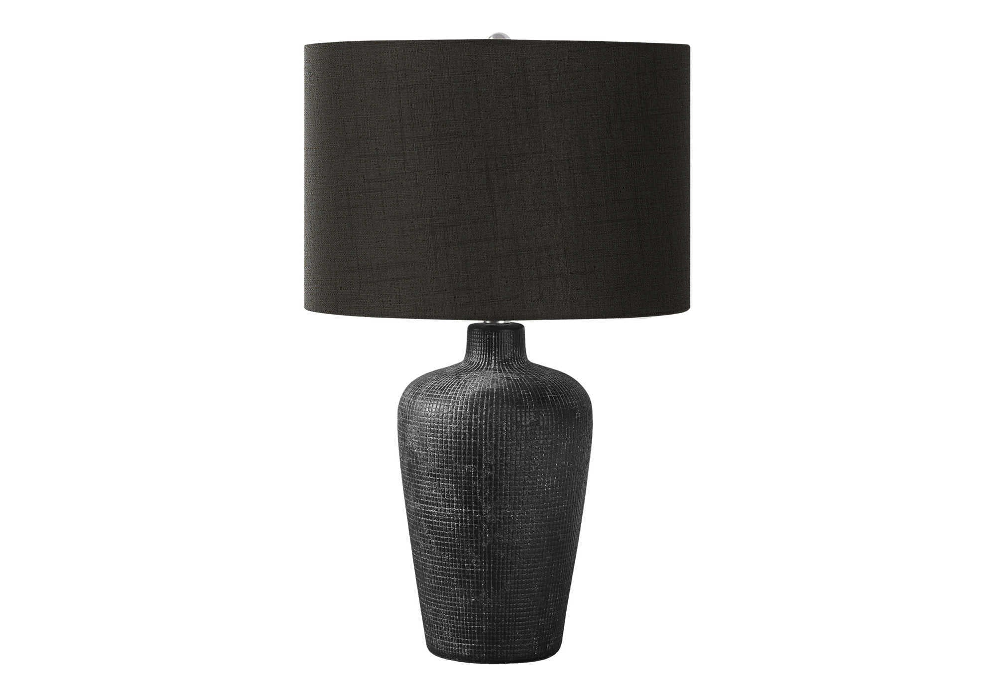 LUMIÈRE – LAMPE DE TABLE 61 cm (24 po) DE H EN CÉRAMIQUE NOIRE / ABAT-JOUR NOIR N° I 9621