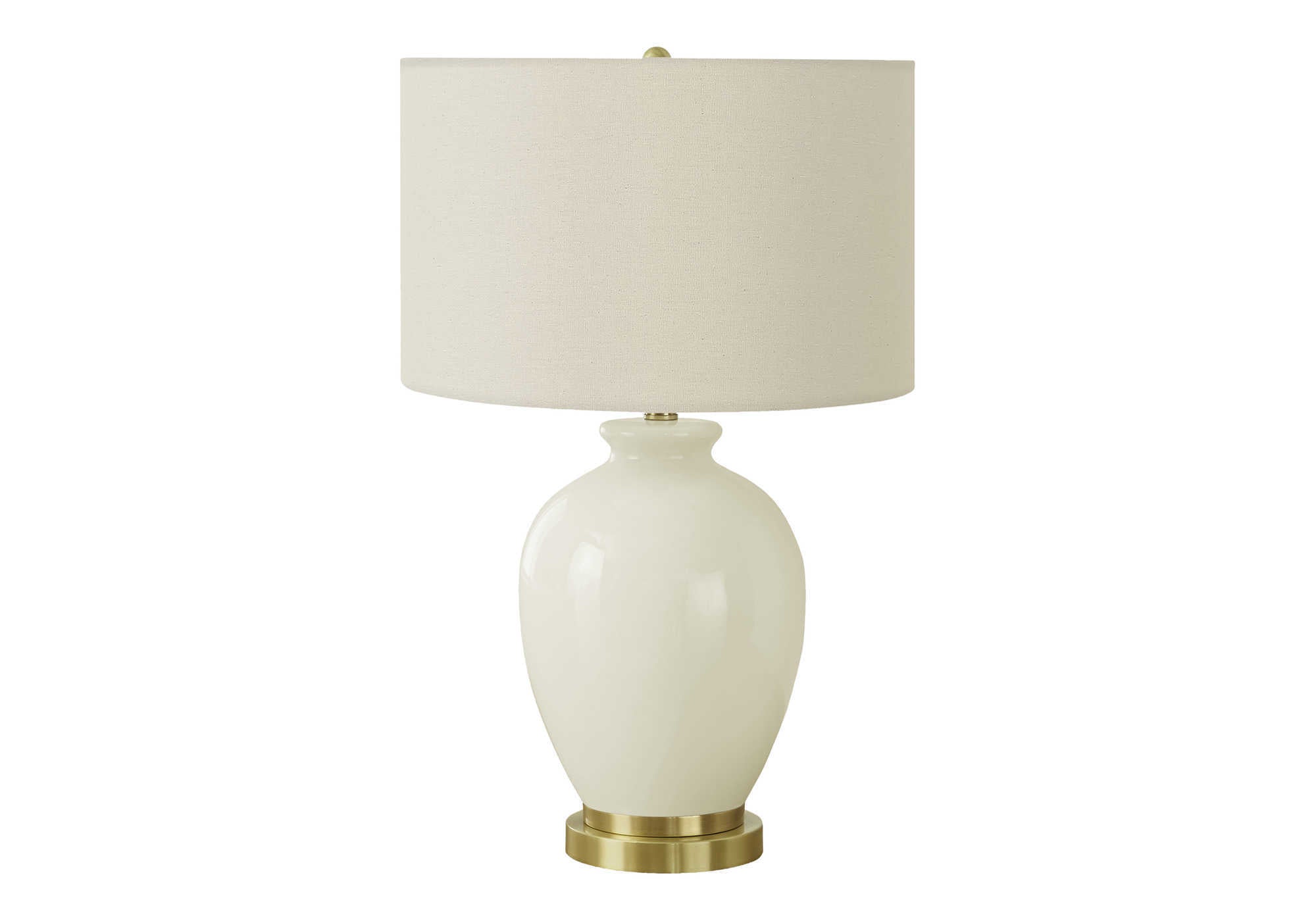 ÉCLAIRAGE - LAMPE DE TABLE 26"H CÉRAMIQUE CRÈME / ABAT-JOUR IVOIRE # I 9625