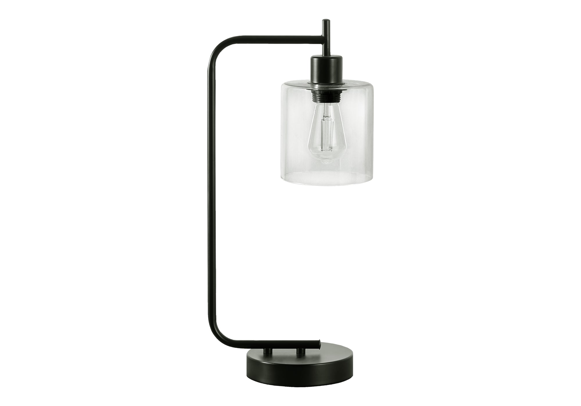 LIGHTING - 20"H TABLE LAMP BLACK METAL/GLASS SHADE/USB # I 9637