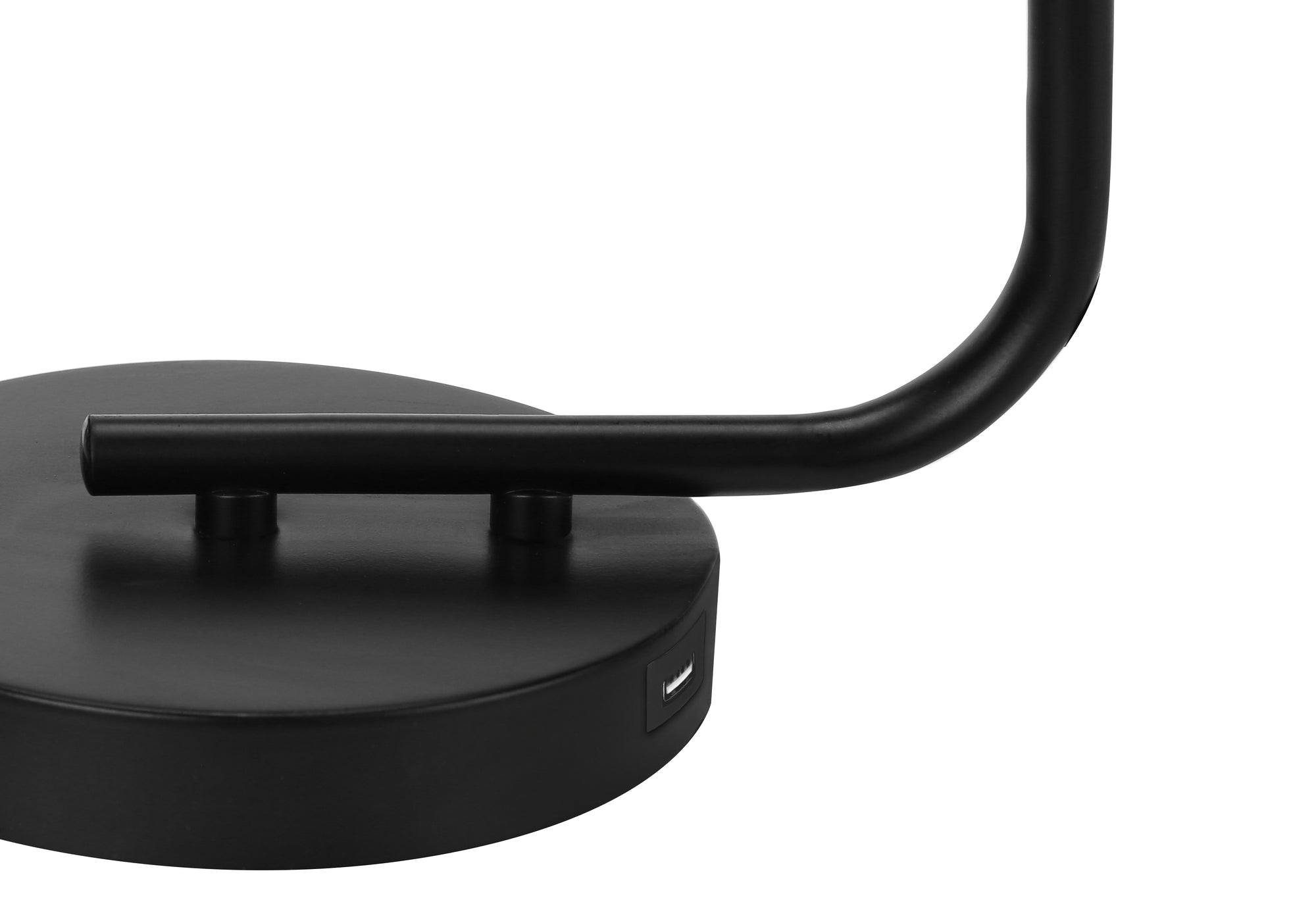 LIGHTING – 20"H TABLE LAMP BLACK METAL/GLASS SHADE/USB # I 9637