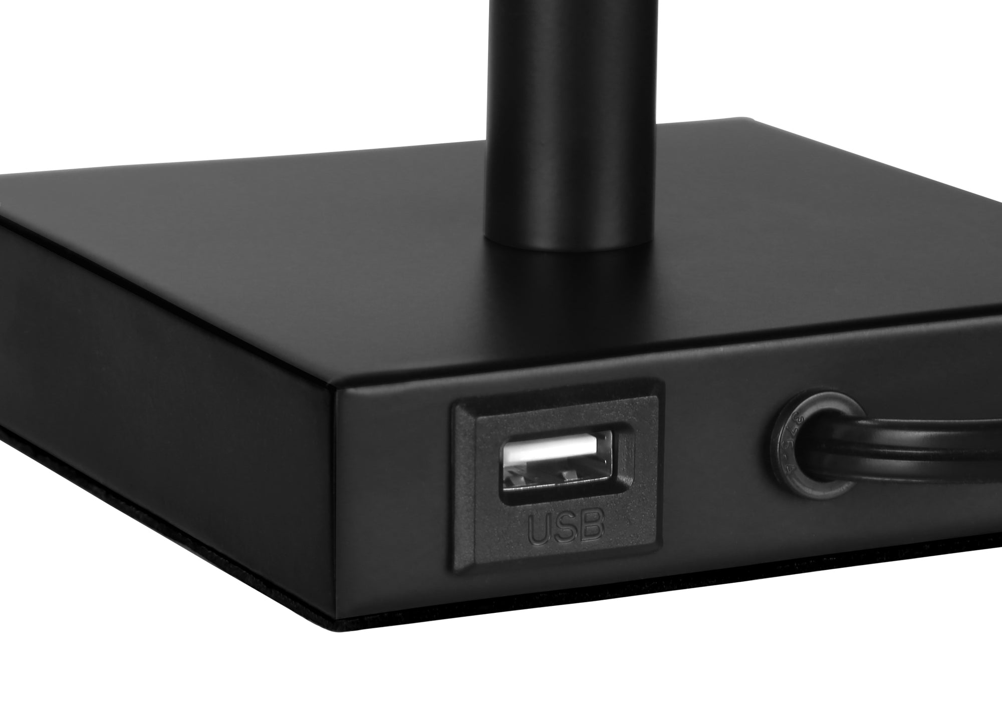 ÉCLAIRAGE – 2 LAMPES DE TABLE 43 CM (17") DE H, MÉTAL NOIR/BEIGE/USB # I 9650