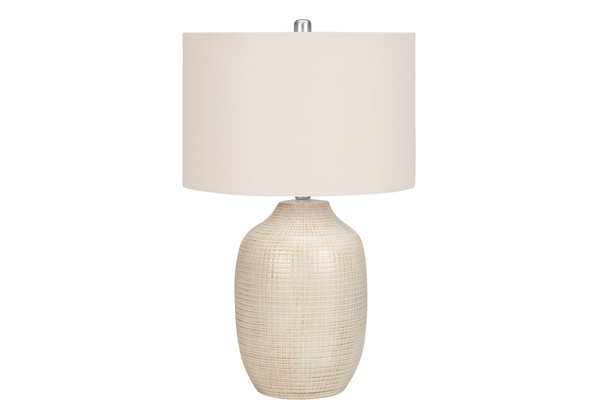 ÉCLAIRAGE - LAMPE DE TABLE 26"H CÉRAMIQUE CRÈME / ABAT-JOUR IVOIRE # I 9704