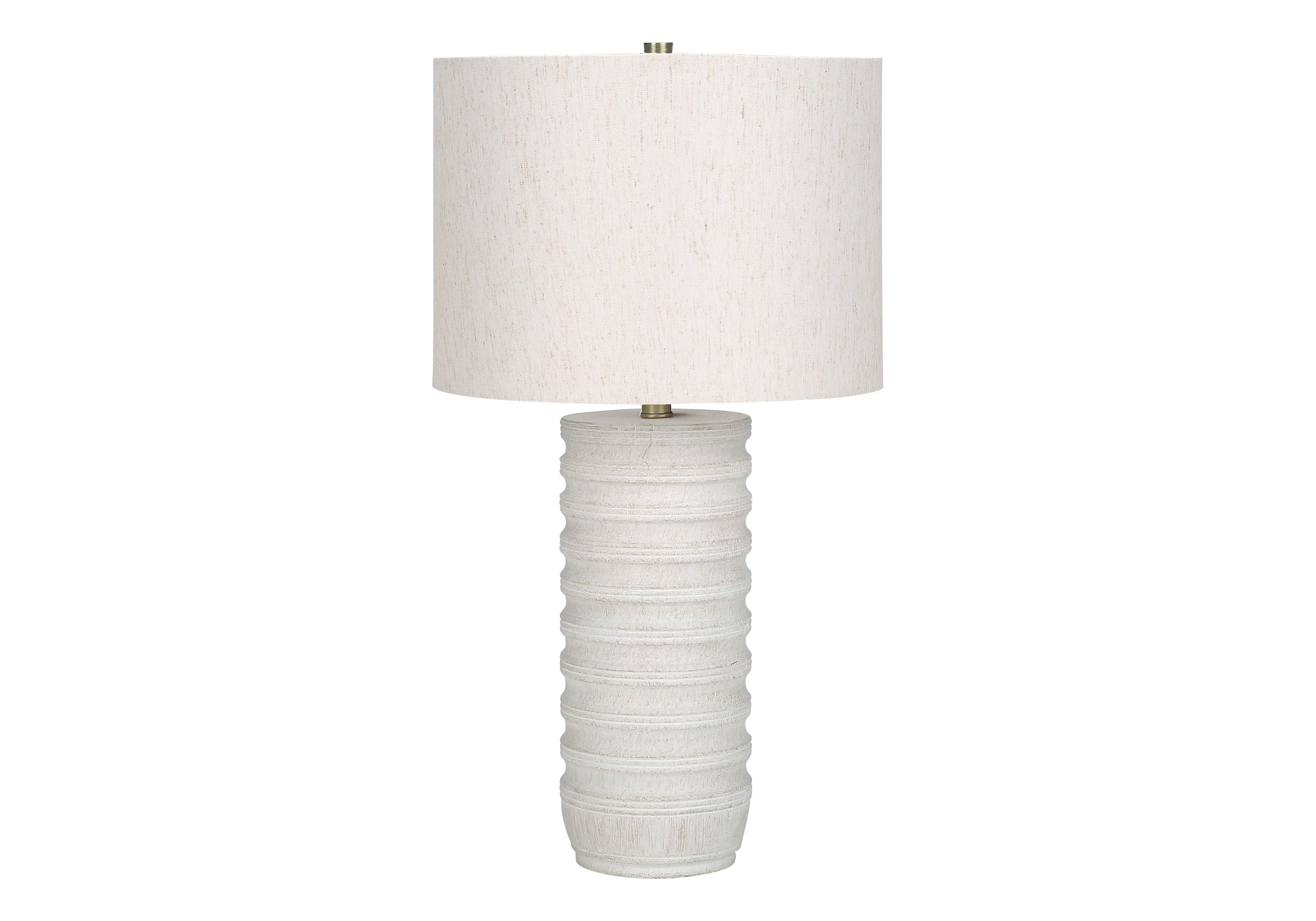 ÉCLAIRAGE - LAMPE DE TABLE 28"H RÉSINE CRÈME / ABAT-JOUR IVOIRE # I 9706