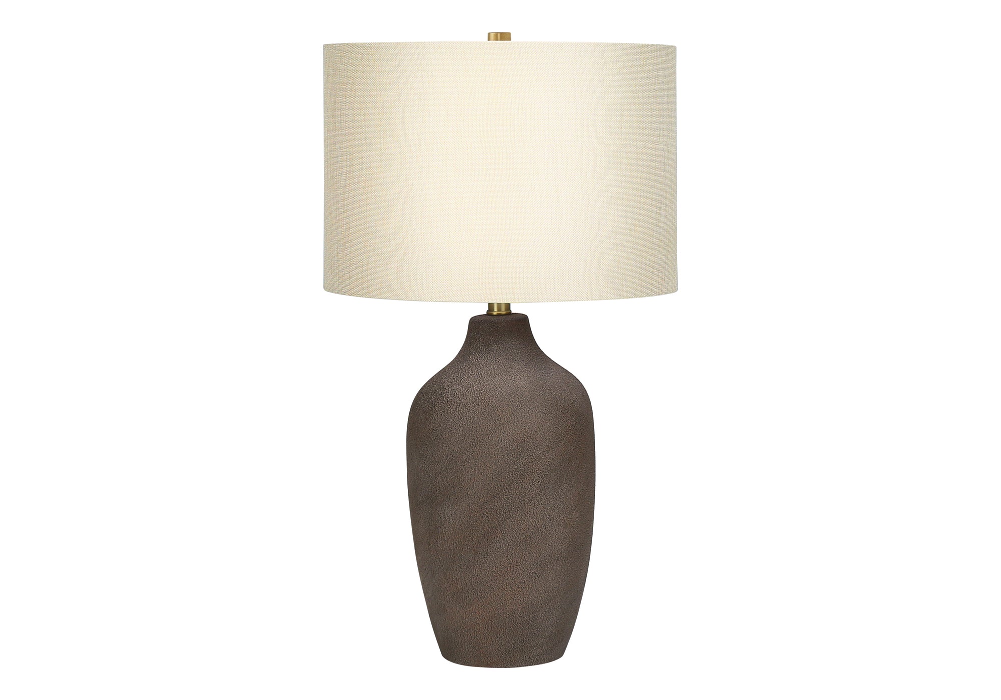 LUMINAIRE - LAMPE DE TABLE 27"H CÉRAMIQUE GRISE / ABAT-JOUR BEIGE # I 9709