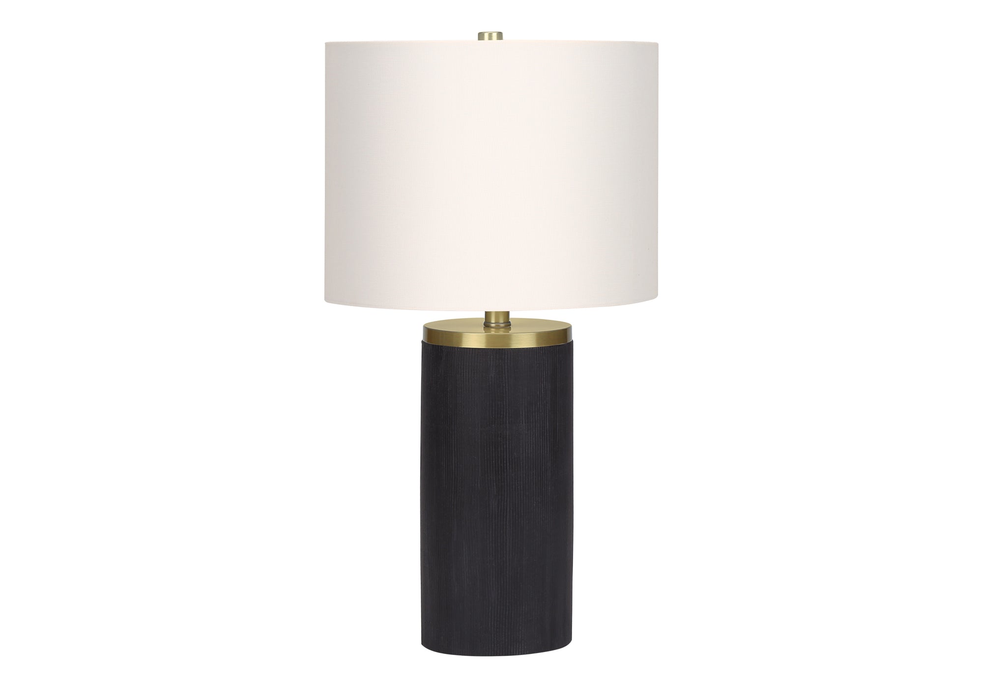 ÉCLAIRAGE - LAMPE DE TABLE 24"H BÉTON NOIR / ABAT-JOUR IVOIRE # I 9710