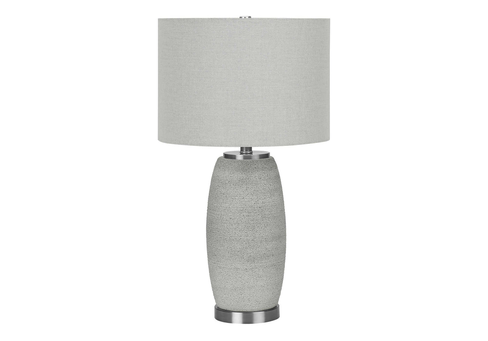 LUMINAIRE - LAMPE DE TABLE 25"H CÉRAMIQUE GRISE / ABAT-JOUR GRIS # I 9711