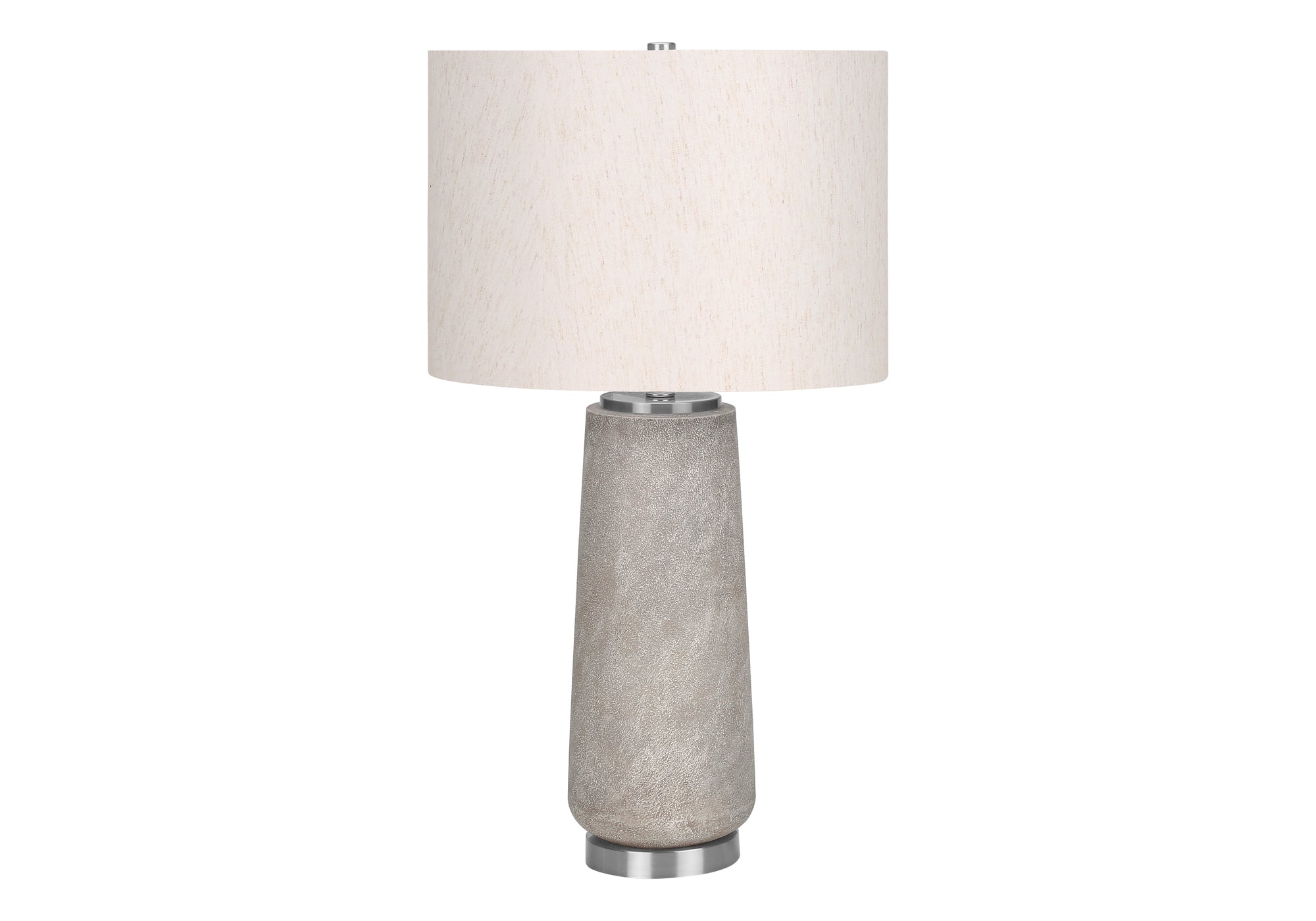 LUMINAIRE - LAMPE DE TABLE 29"H RÉSINE GRISE / ABAT-JOUR IVOIRE # I 9712