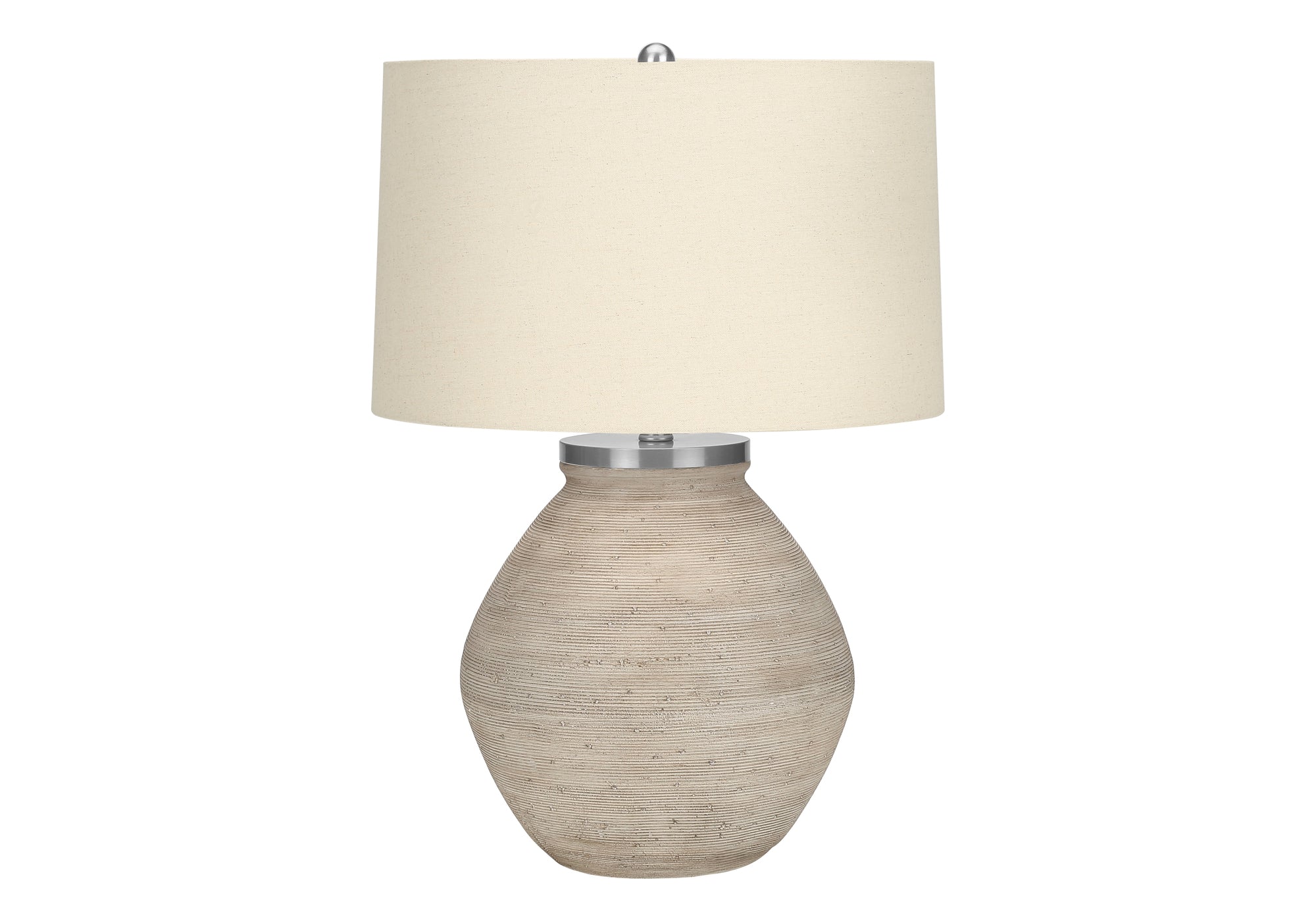 ÉCLAIRAGE - LAMPE DE TABLE 25"H BÉTON CRÈME / ABAT-JOUR BEIGE # I 9714