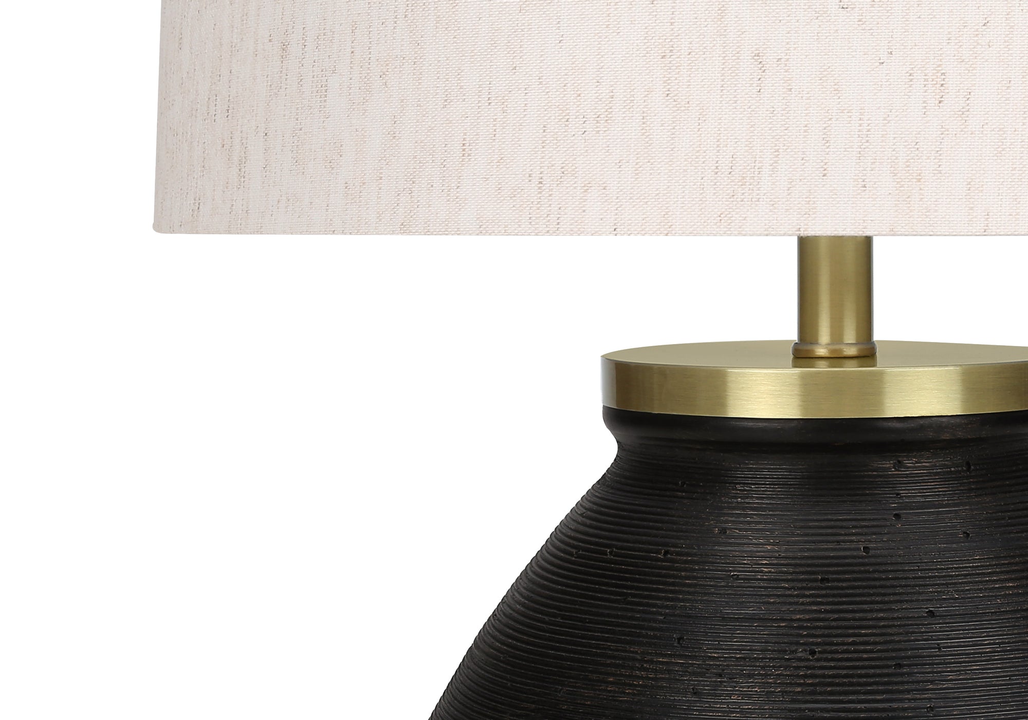 LIGHTING – 25"H TABLE LAMP BLACK CONCRETE / IVORY SHADE # I 9715