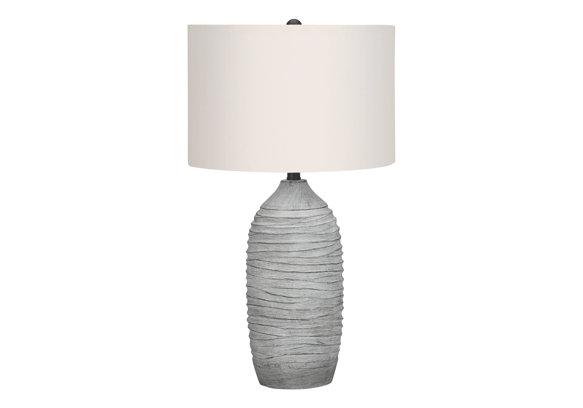 LUMINAIRE - LAMPE DE TABLE 27"H RÉSINE GRISE / ABAT-JOUR IVOIRE # I 9723