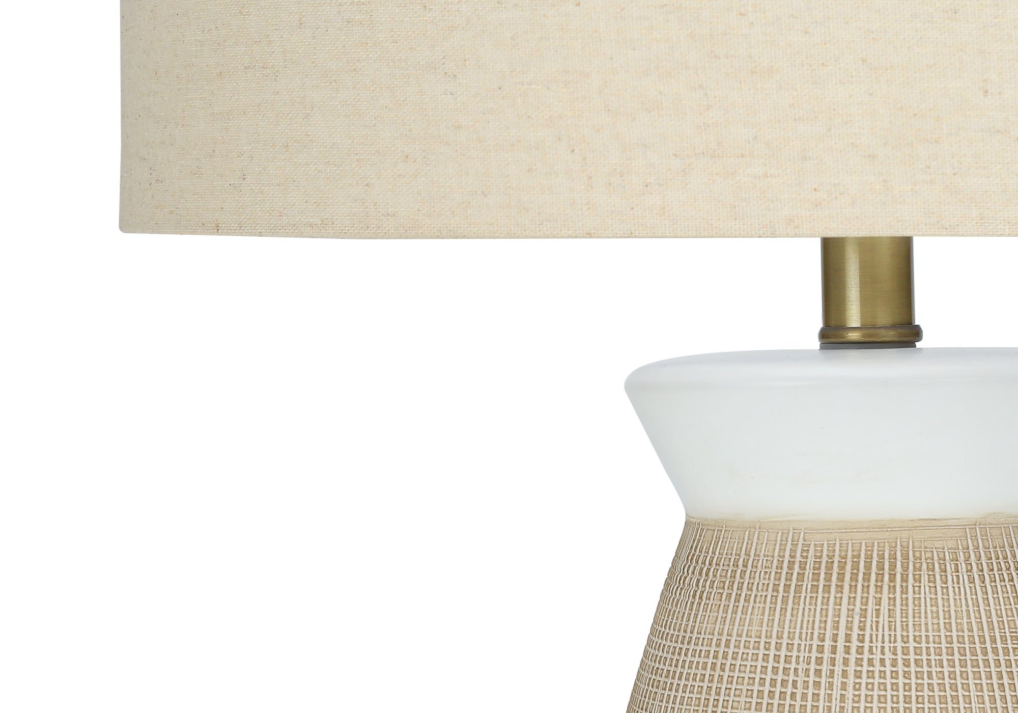 LIGHTING – 27"H TABLE LAMP CREAM CERAMIC / BEIGE SHADE # I 9724