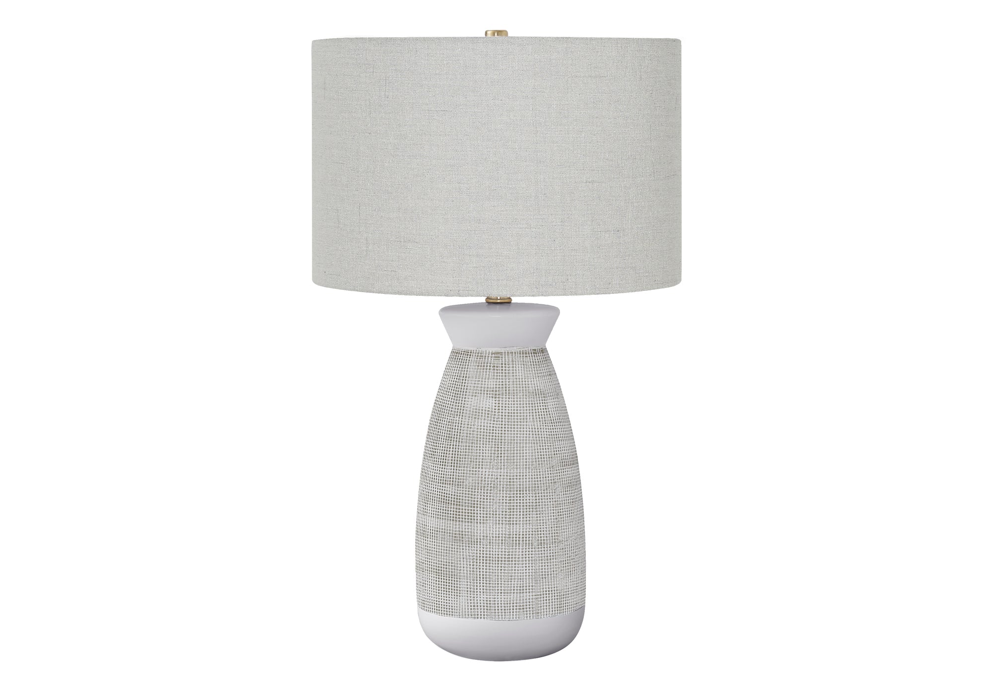 LUMINAIRE - LAMPE DE TABLE 27"H CÉRAMIQUE GRISE / ABAT-JOUR GRIS # I 9725