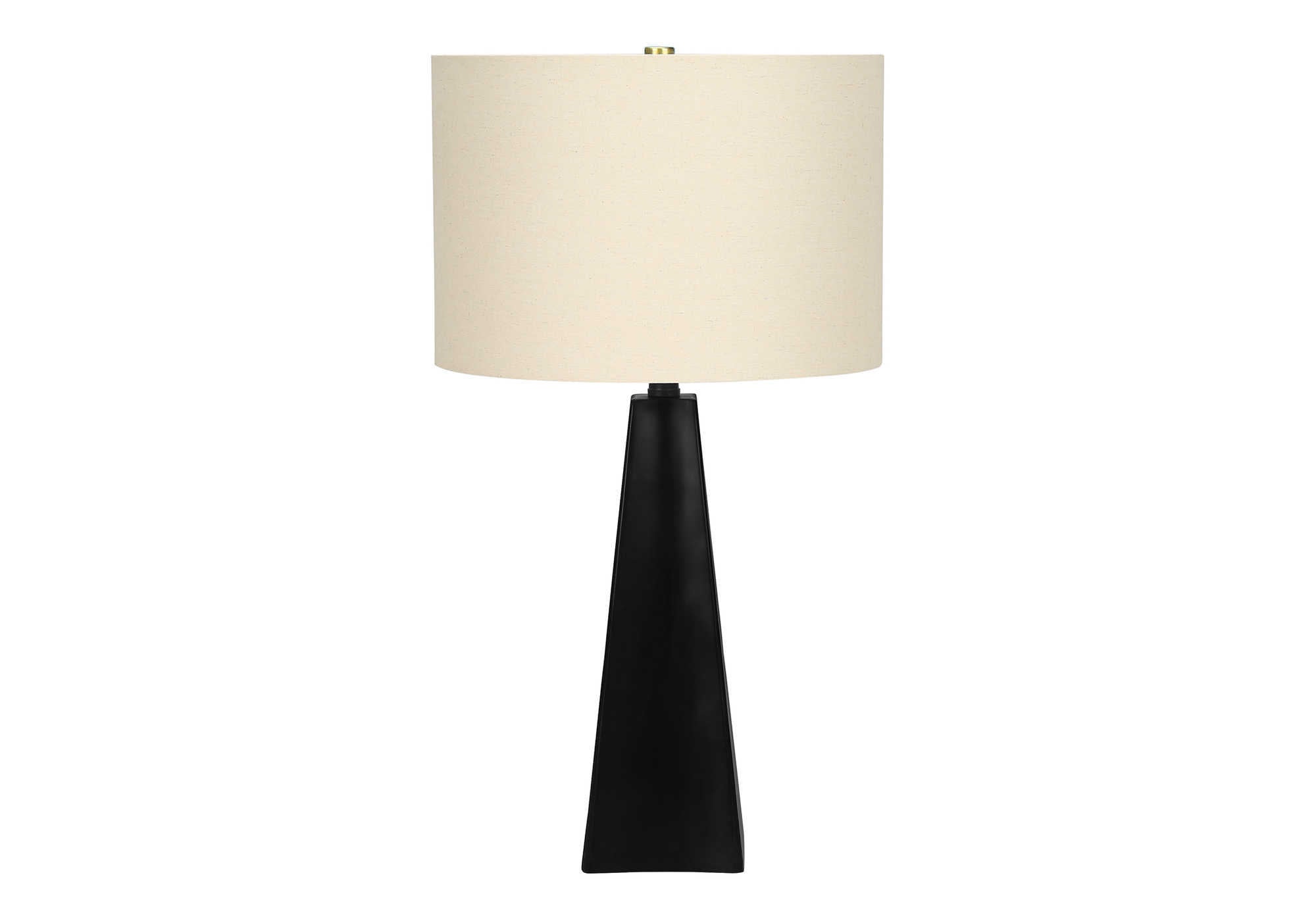 LUMINAIRES – LAMPE DE TABLE 27" H RÉSINE NOIRE / ABAT-JOUR BEIGE N° I 9726