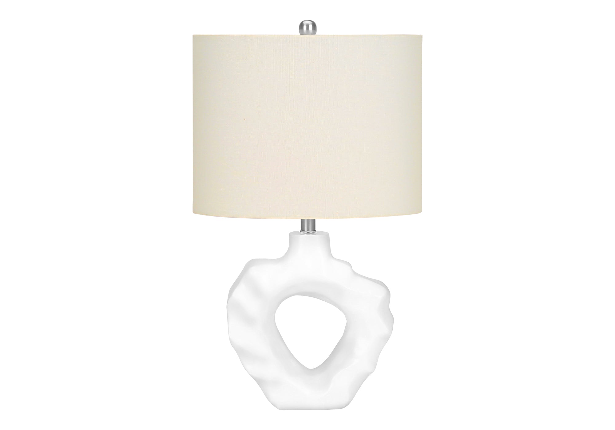 ÉCLAIRAGE - LAMPE DE TABLE 25"H RÉSINE CRÈME / ABAT-JOUR IVOIRE # I 9727