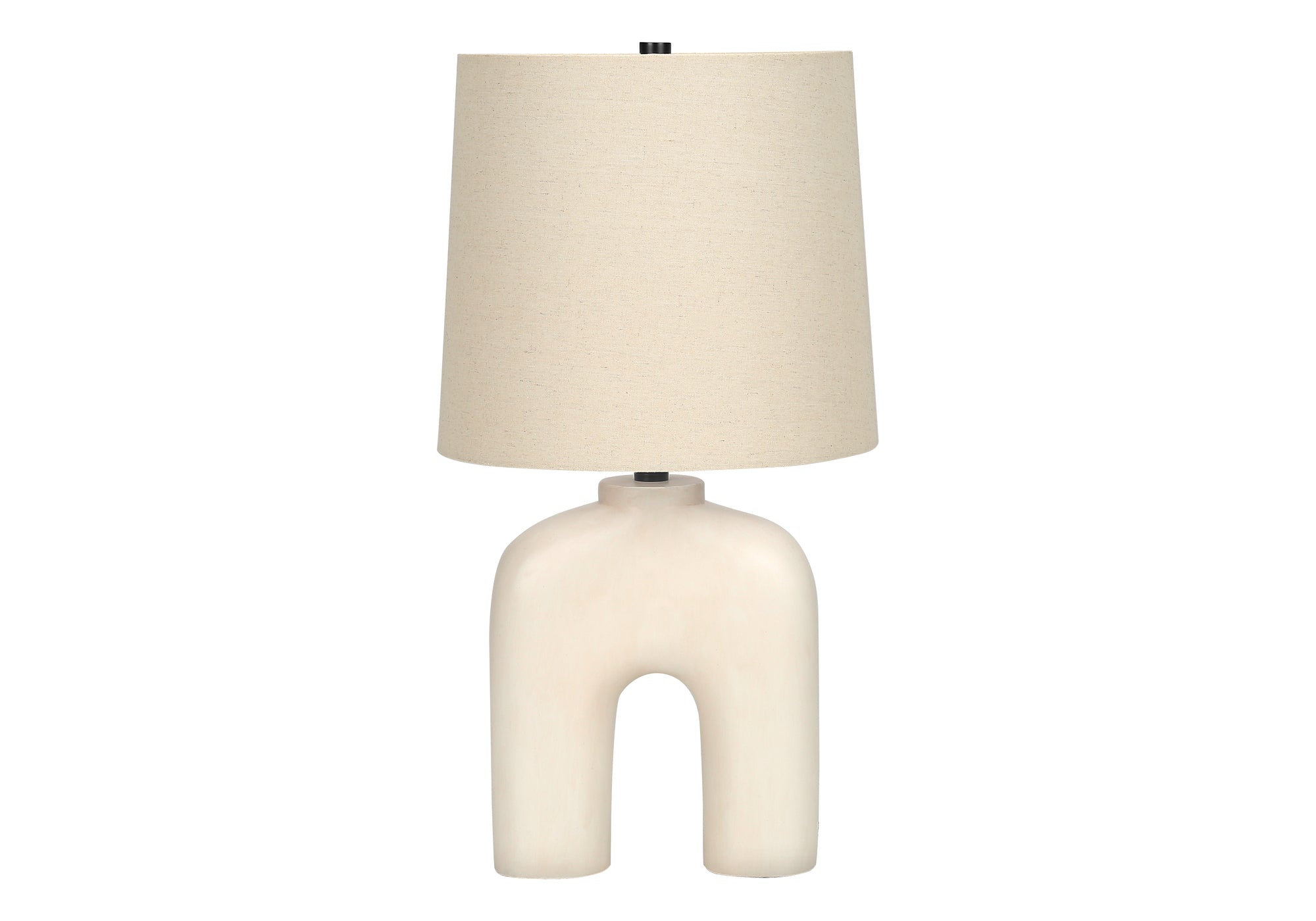 LUMINAIRE - LAMPE DE TABLE 25"H RÉSINE CRÈME / ABAT-JOUR BEIGE # I 9728