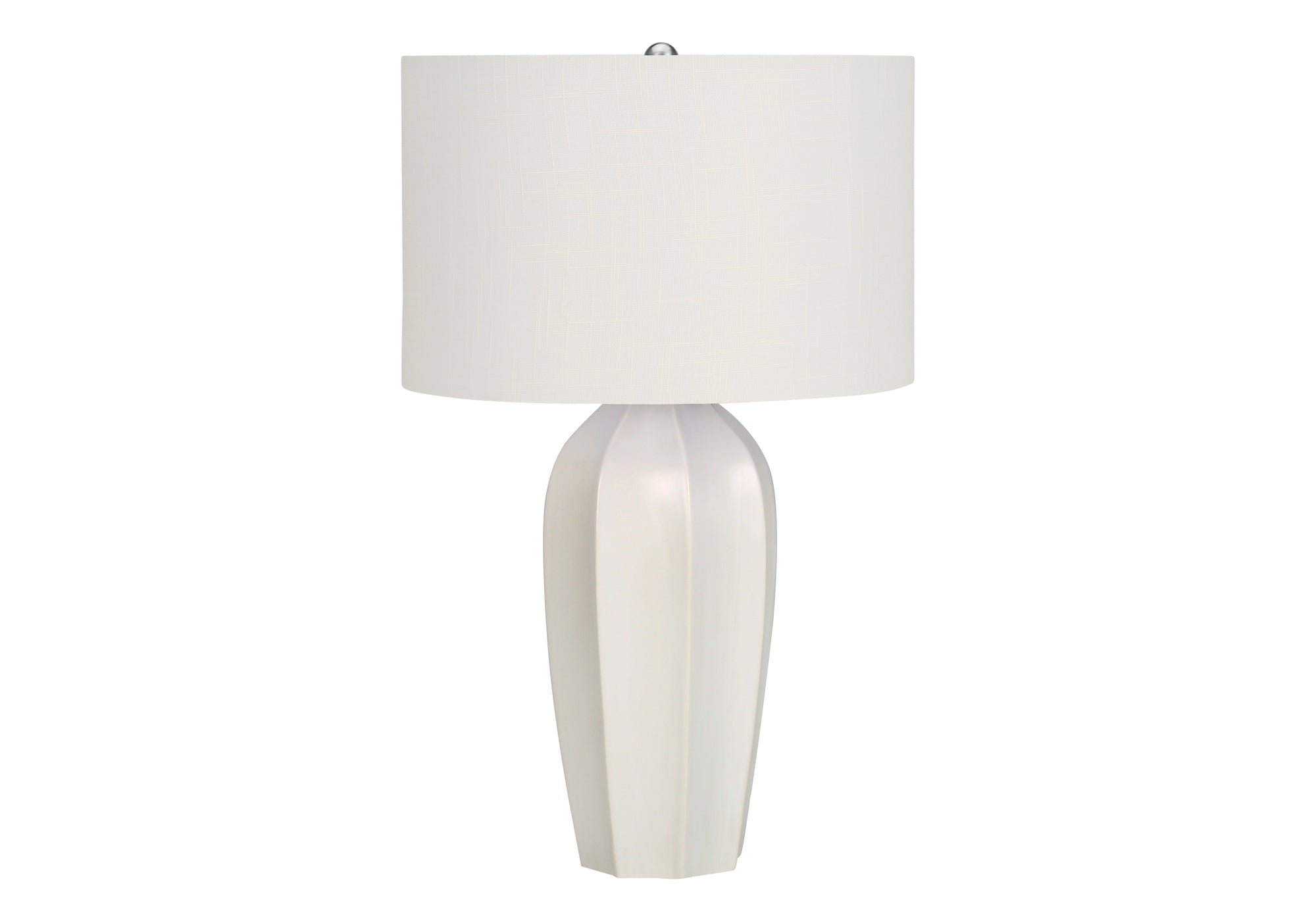 ÉCLAIRAGE - LAMPE DE TABLE 27"H CÉRAMIQUE CRÈME / ABAT-JOUR IVOIRE # I 9731