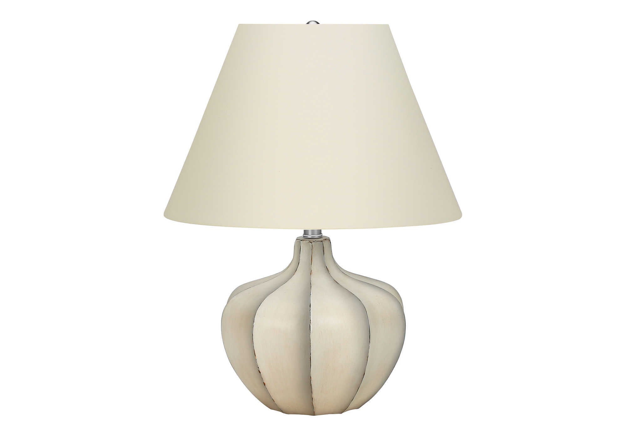 ÉCLAIRAGE - LAMPE DE TABLE 21"H RÉSINE CRÈME / ABAT-JOUR IVOIRE # I 9733