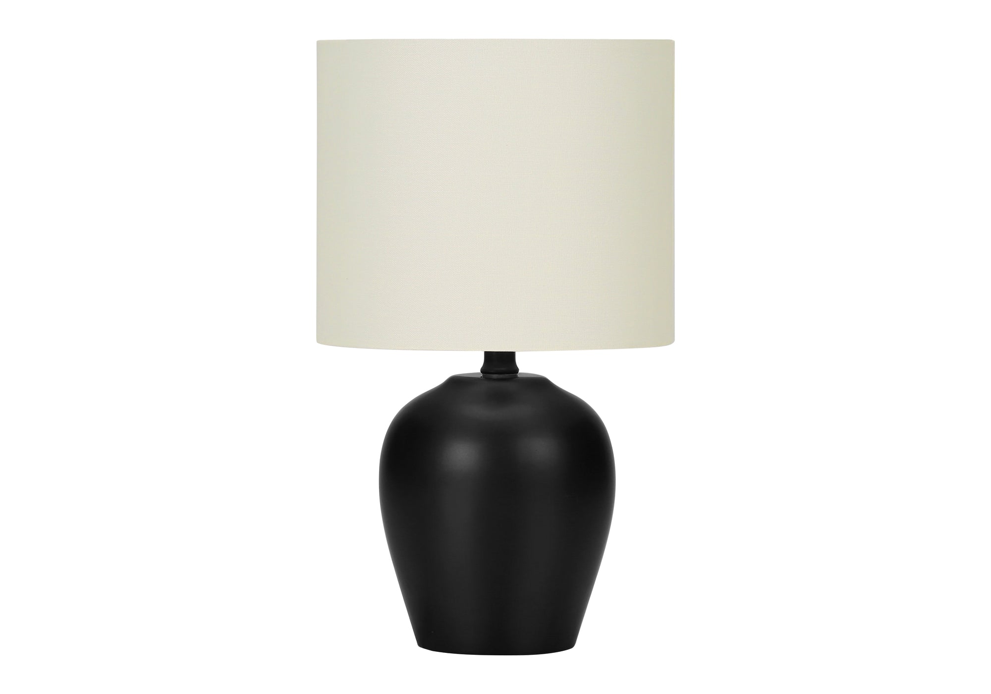 LIGHTING - 17"H TABLE LAMP BLACK CERAMIC / IVORY SHADE # I 9738