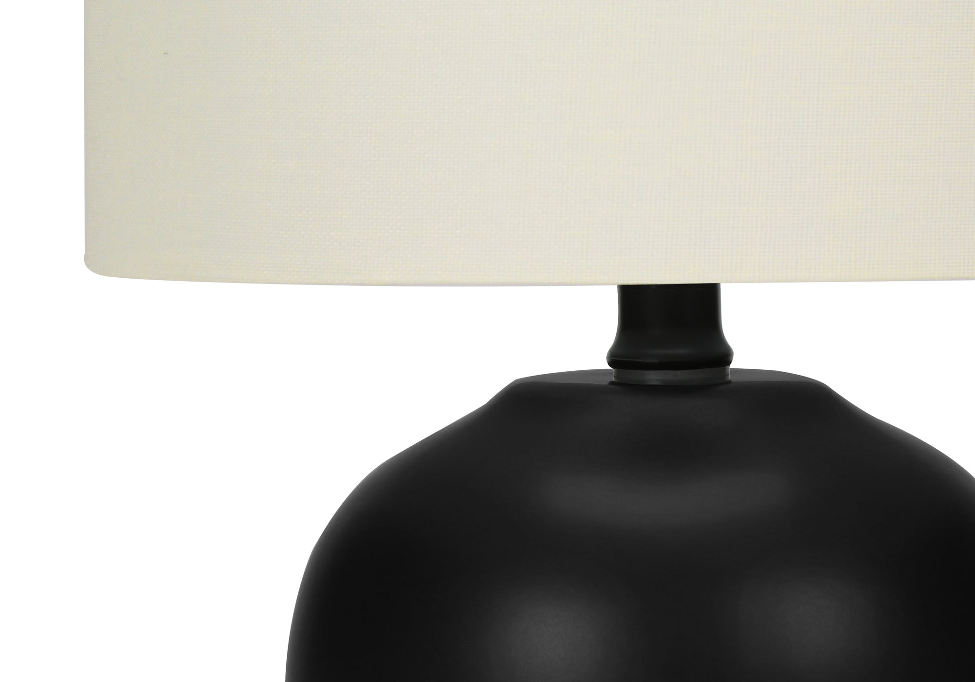 LIGHTING – 17"H TABLE LAMP BLACK CERAMIC / IVORY SHADE # I 9738