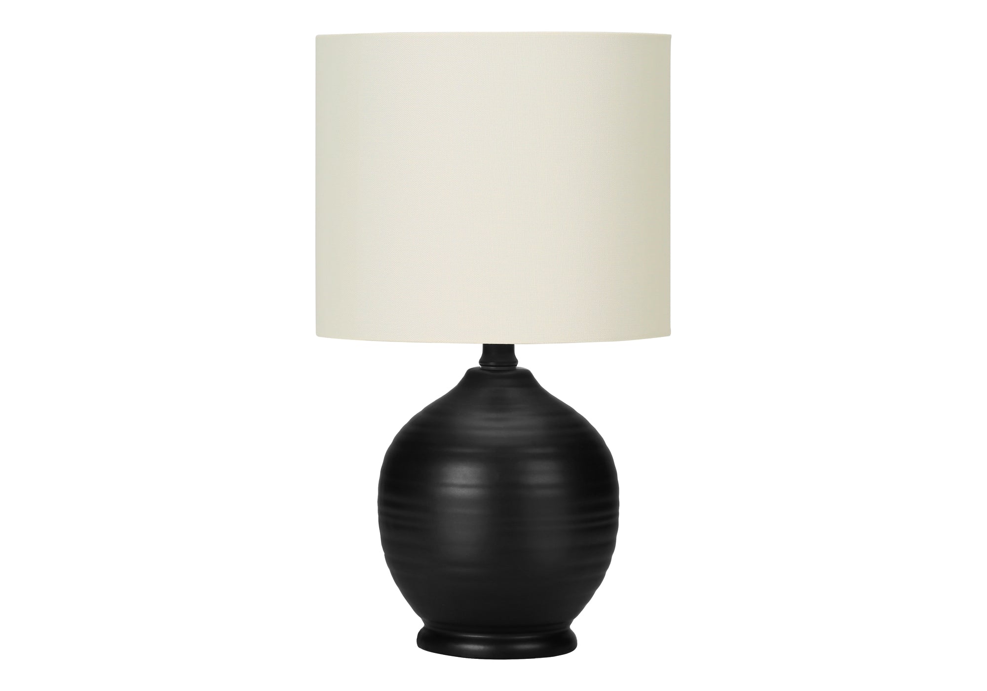 LIGHTING - 17"H TABLE LAMP BLACK CERAMIC / IVORY SHADE # I 9739