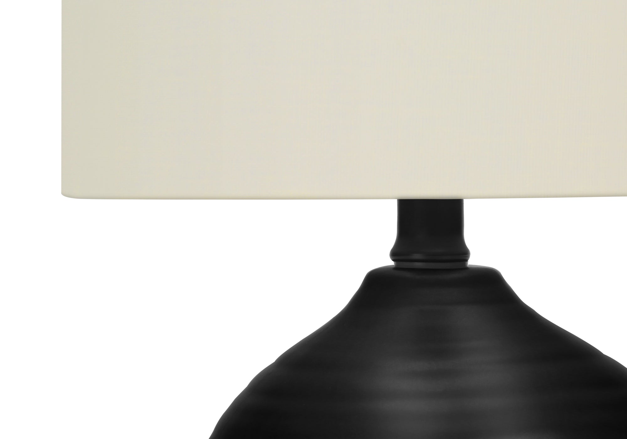 LIGHTING – 17"H TABLE LAMP BLACK CERAMIC / IVORY SHADE # I 9739