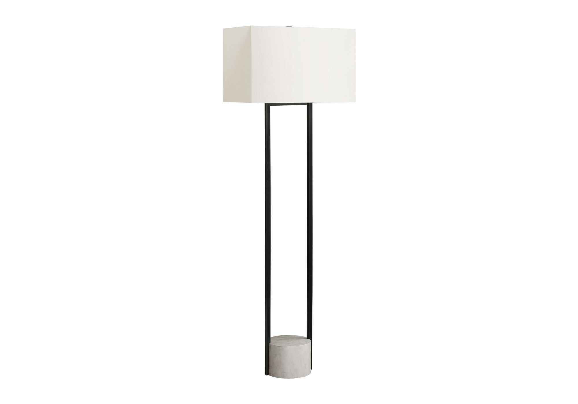 Lampadaire I 9752 noir métal 62 po base ciment abat-jour lin ivoire moderne salon Montréal