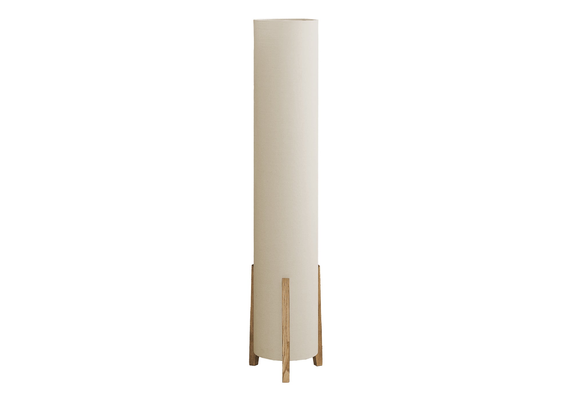 Lampe sur pied moderne I 9755, 50 po, base bois brun wood-look et abat-jour lin ivoire, Montréal