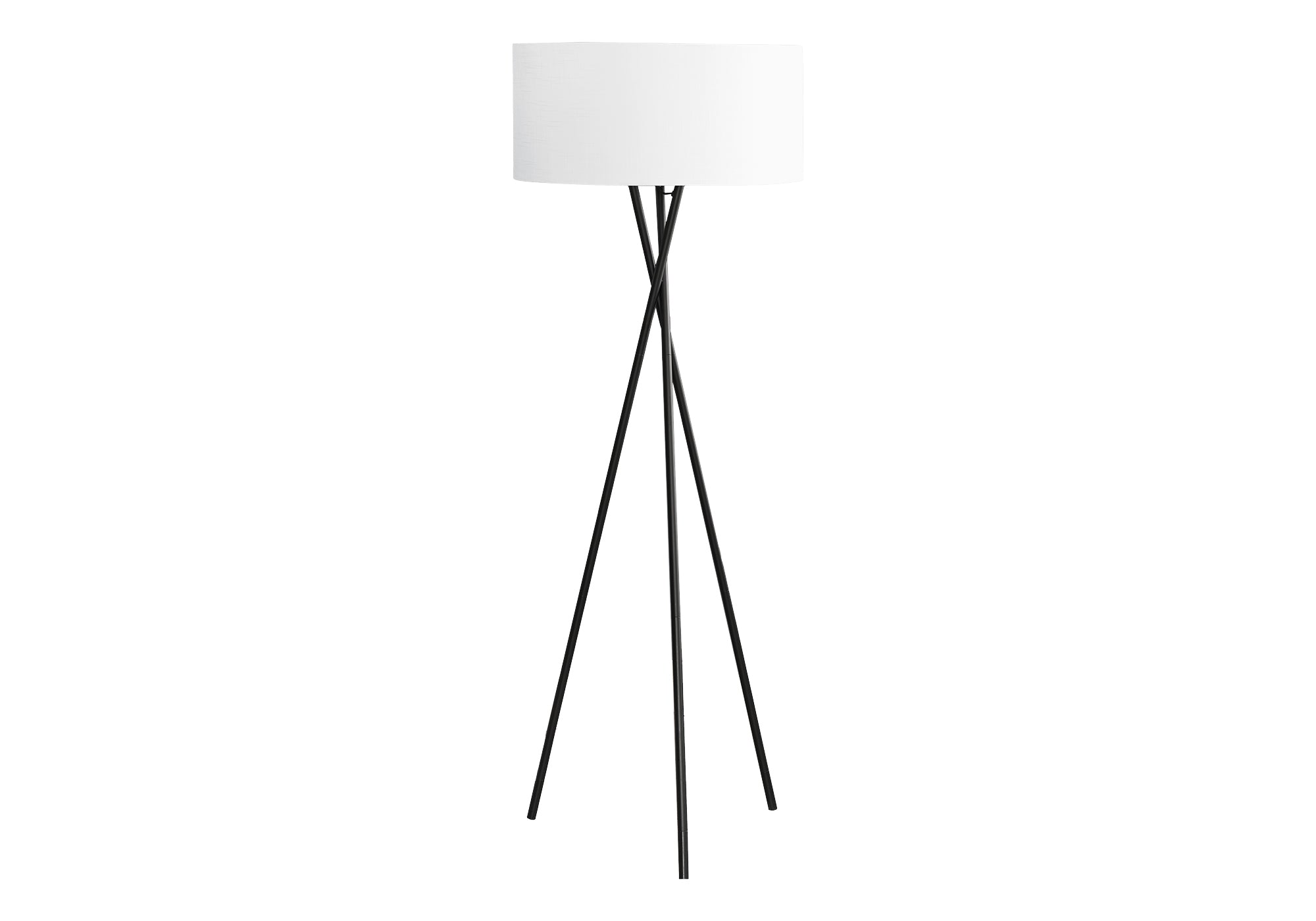 Lampadaire trépied noir métal 62 po abat-jour ivoire modèle I 9756 – éclairage salon moderne Montréal