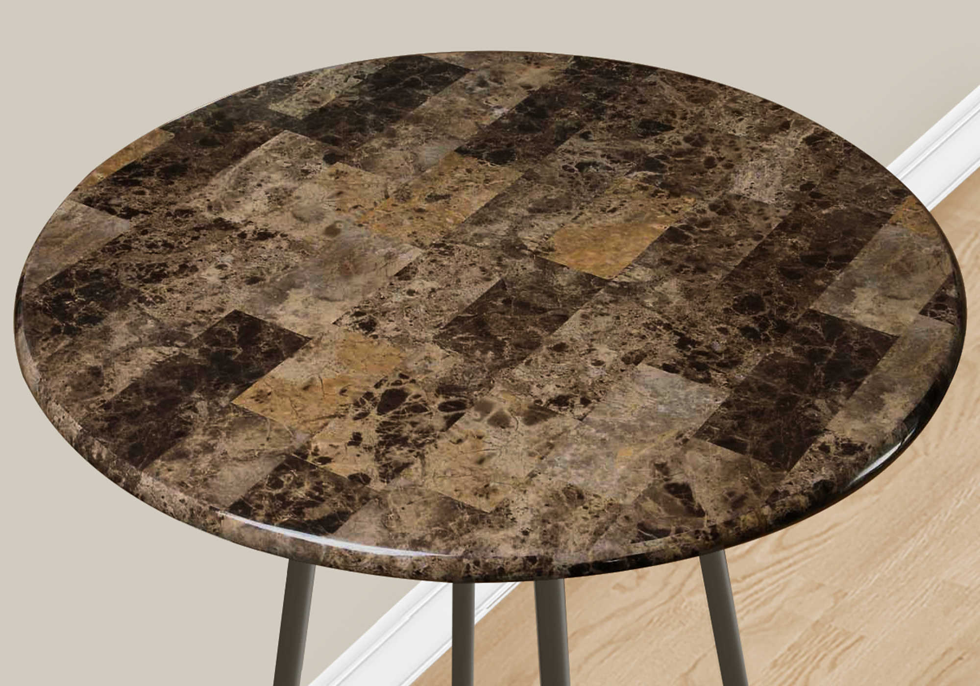 HOME BAR - 30"DIA / ESPRESSO MARBLE / COFFEE METAL # I 2310