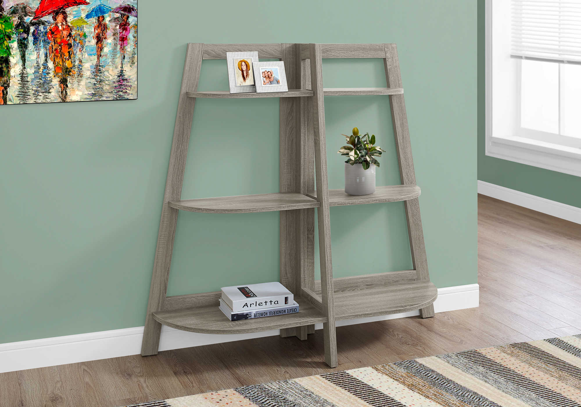 BOOKCASE - 48"H / DARK TAUPE ACCENT ETAGERE # I 2428