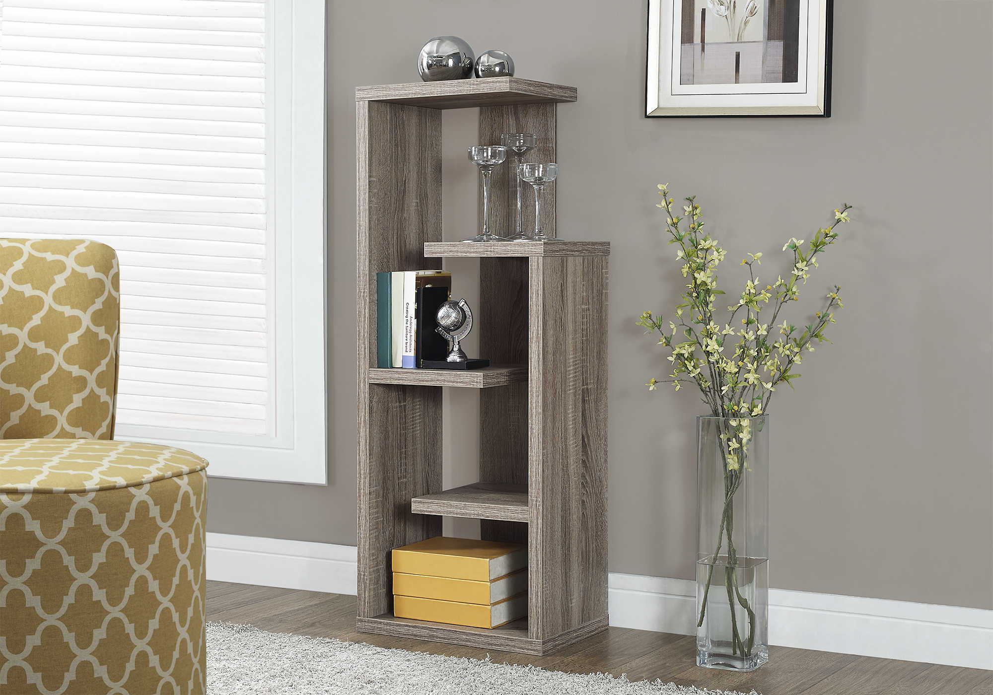 BOOKCASE - 48"H / DARK TAUPE ACCENT DISPLAY UNIT # I 2467