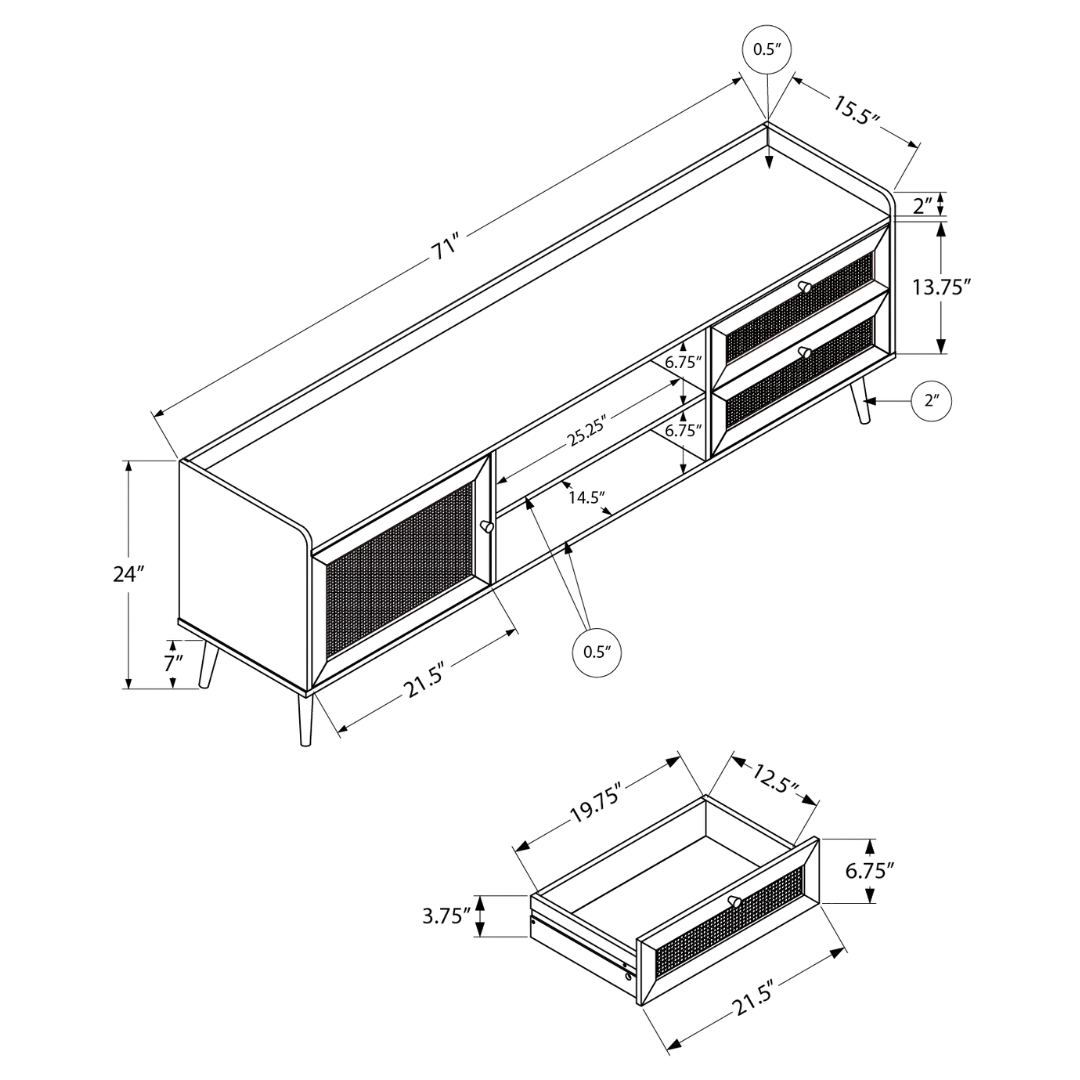 Ravix – 72" TV Stand – Black with Storage