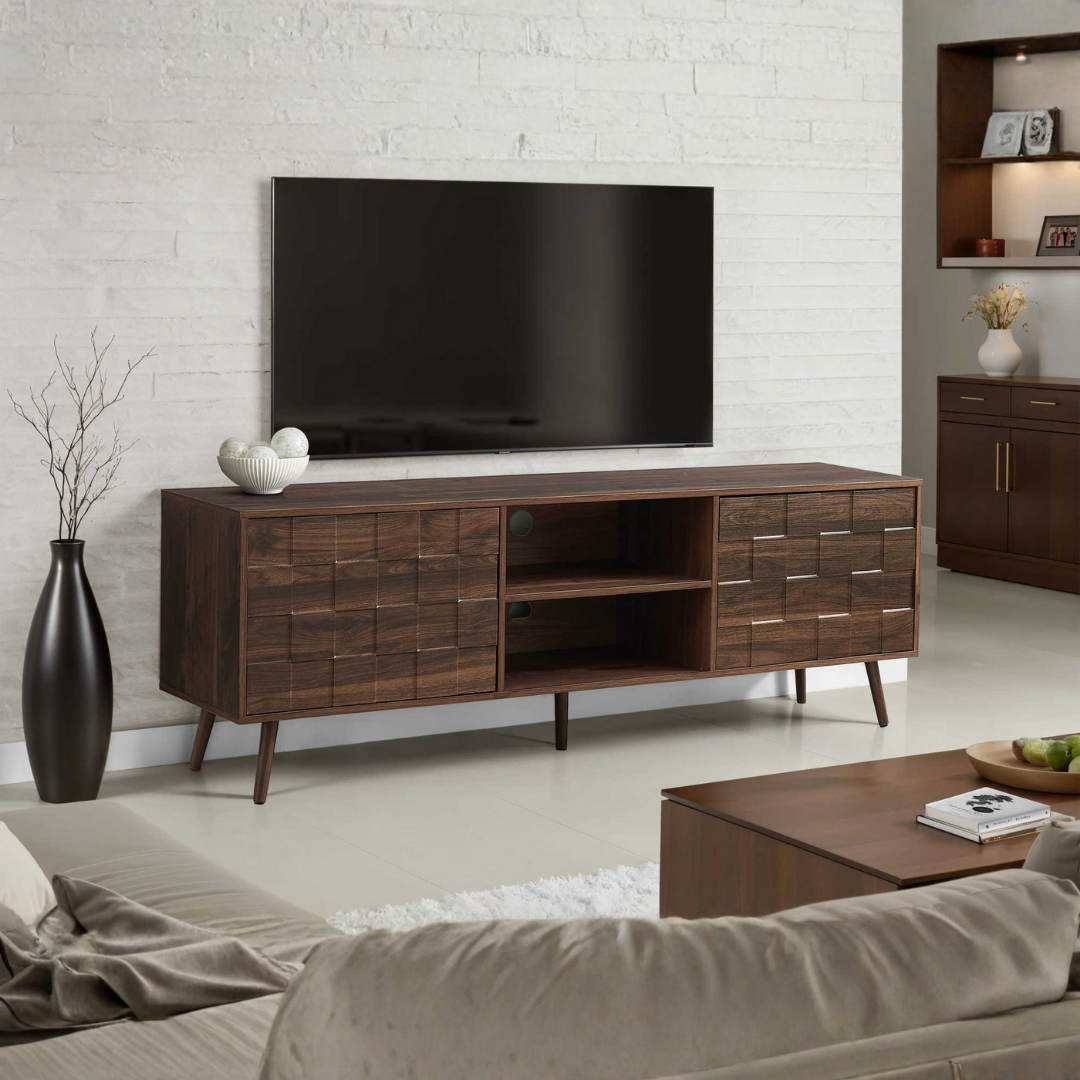 Meuble TV Tandel – 183 cm (72 po) style milieu du siècle – Noyer foncé