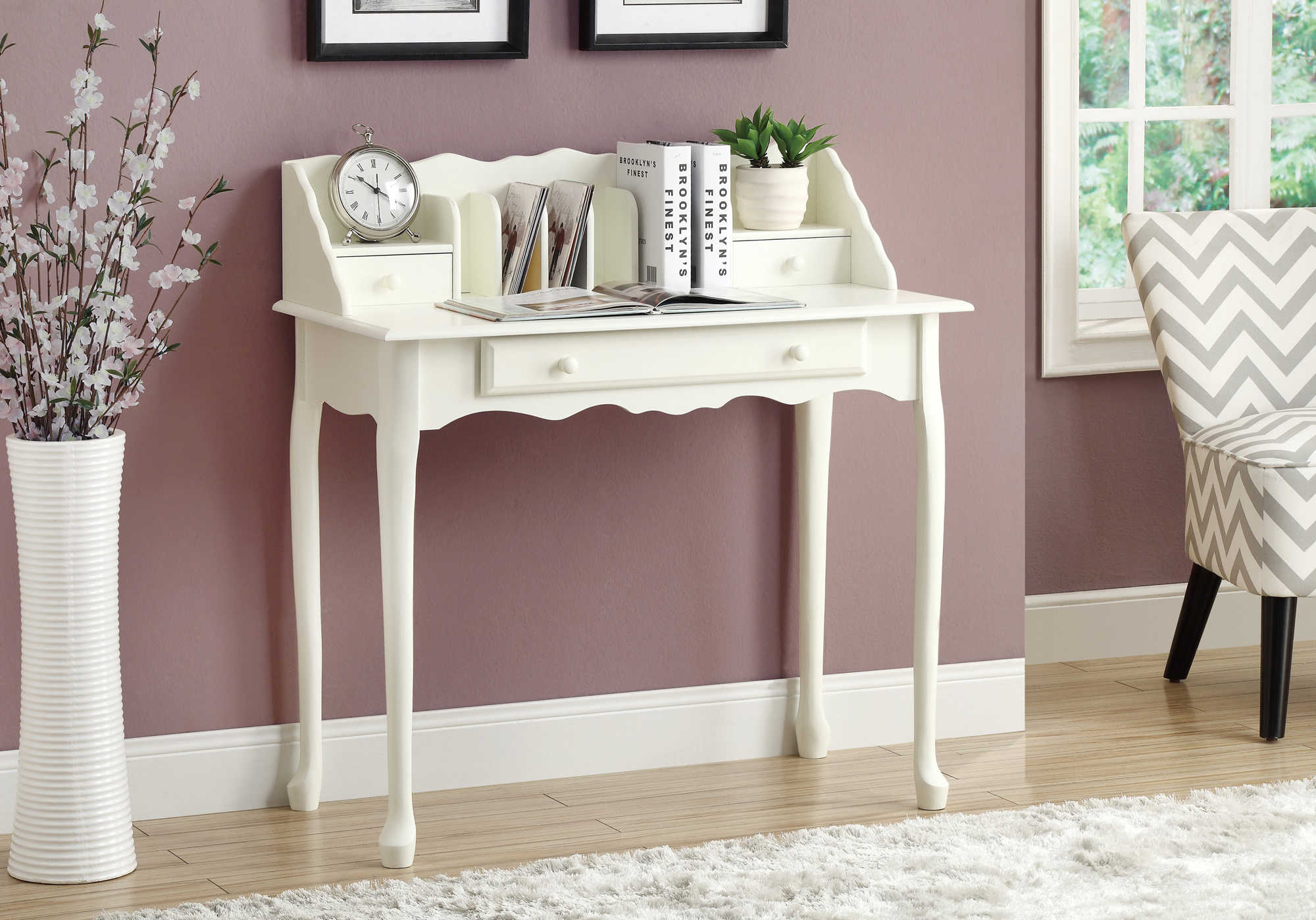 COMPUTER DESK - 36"L / ANTIQUE WHITE TRADITIONAL # I 3103