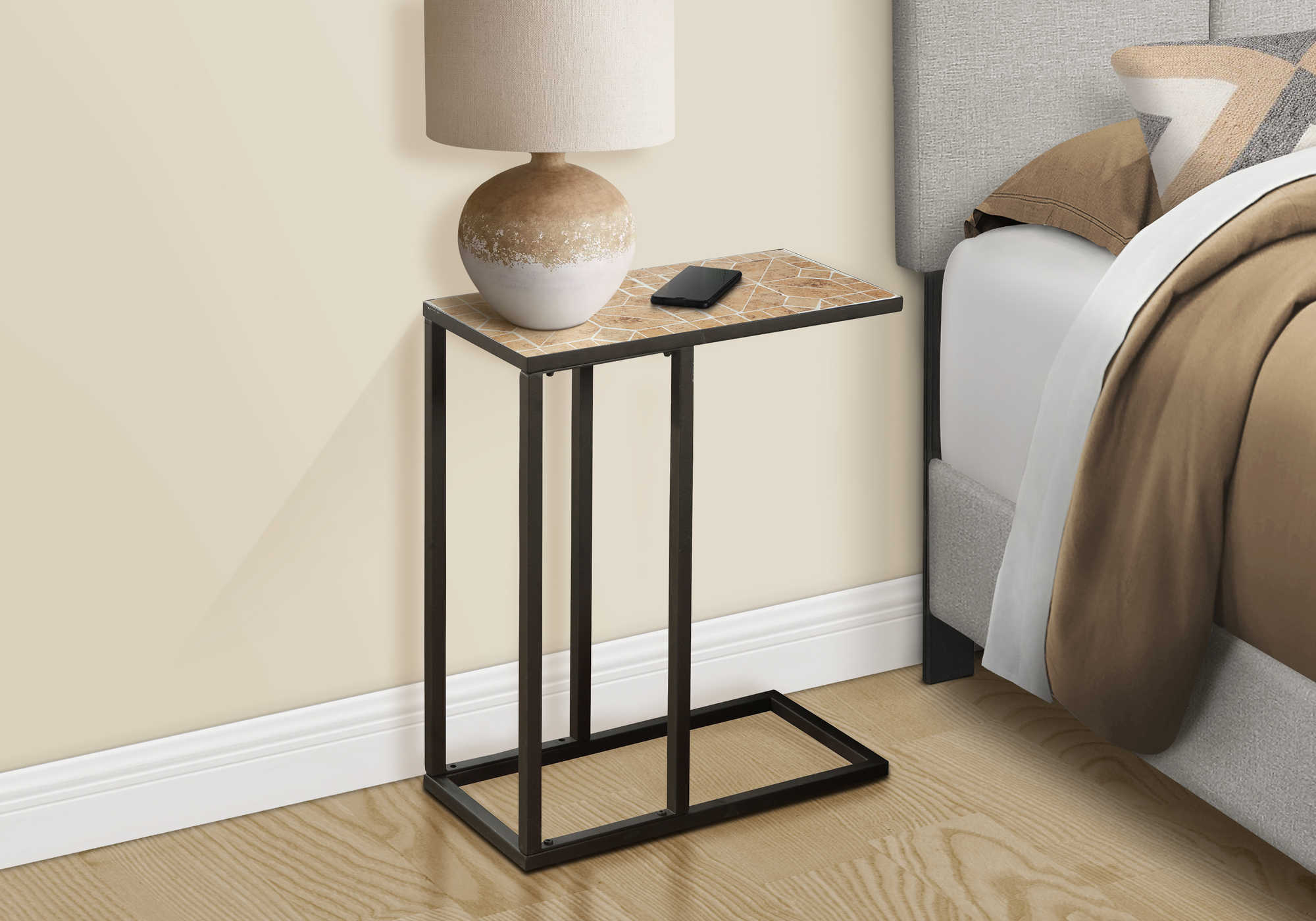 NIGHTSTAND - TERRACOTTA TILE TOP / HAMMERED BROWN #I 3164