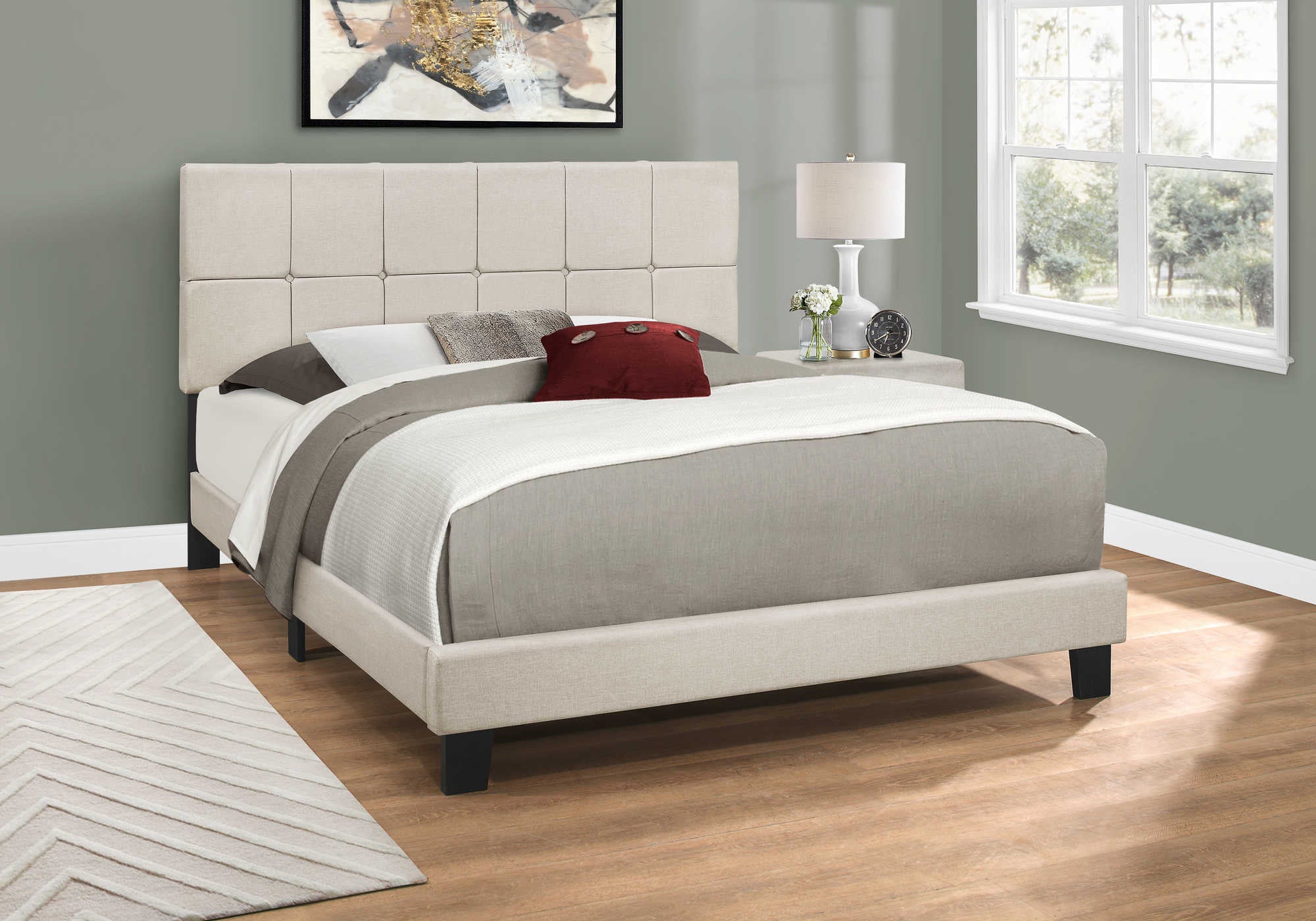 Queen Bed – Beige Linen Bed I 5605Q