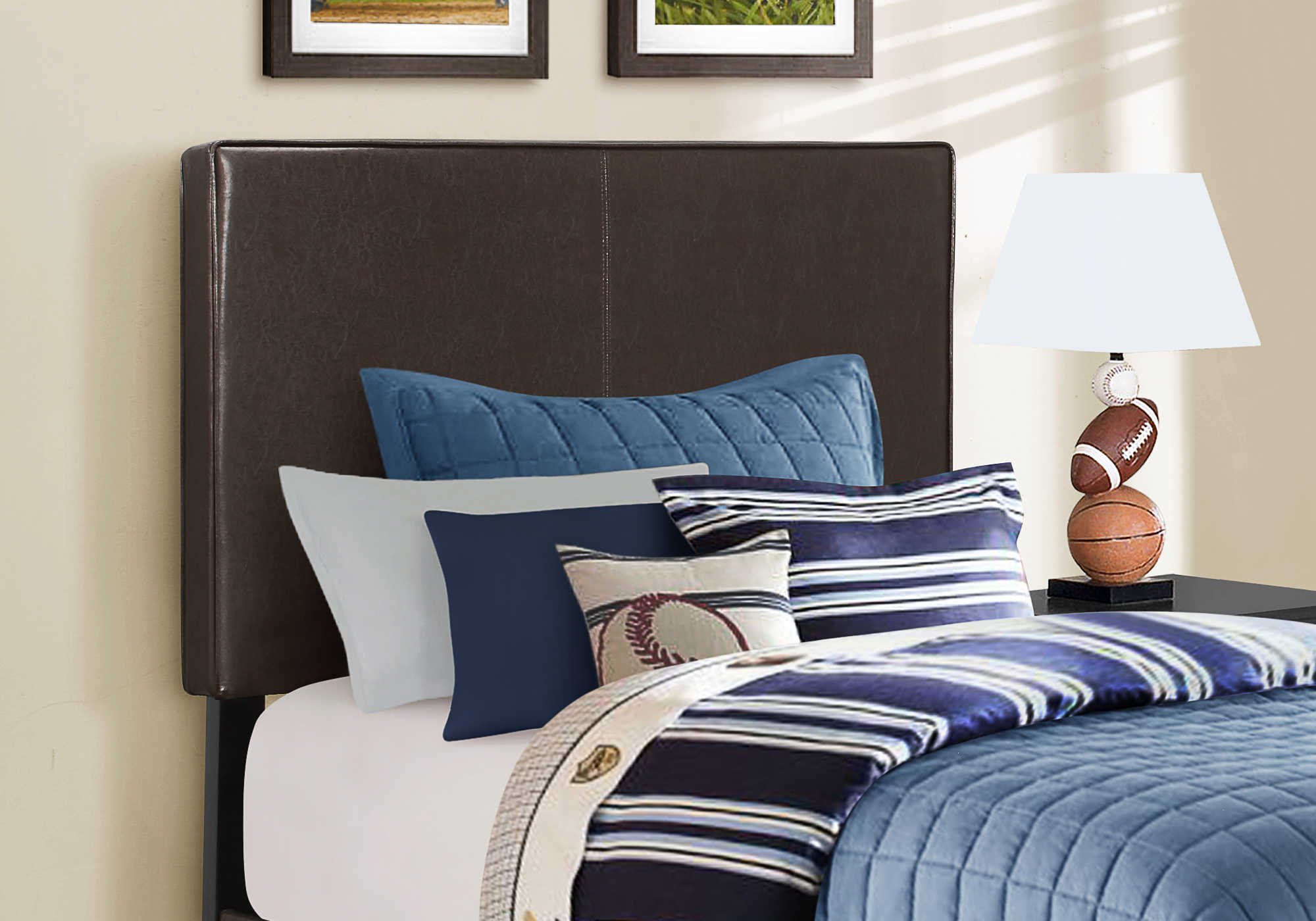 Twin Bed – Dark Brown Leather-Look Bed I 5910T