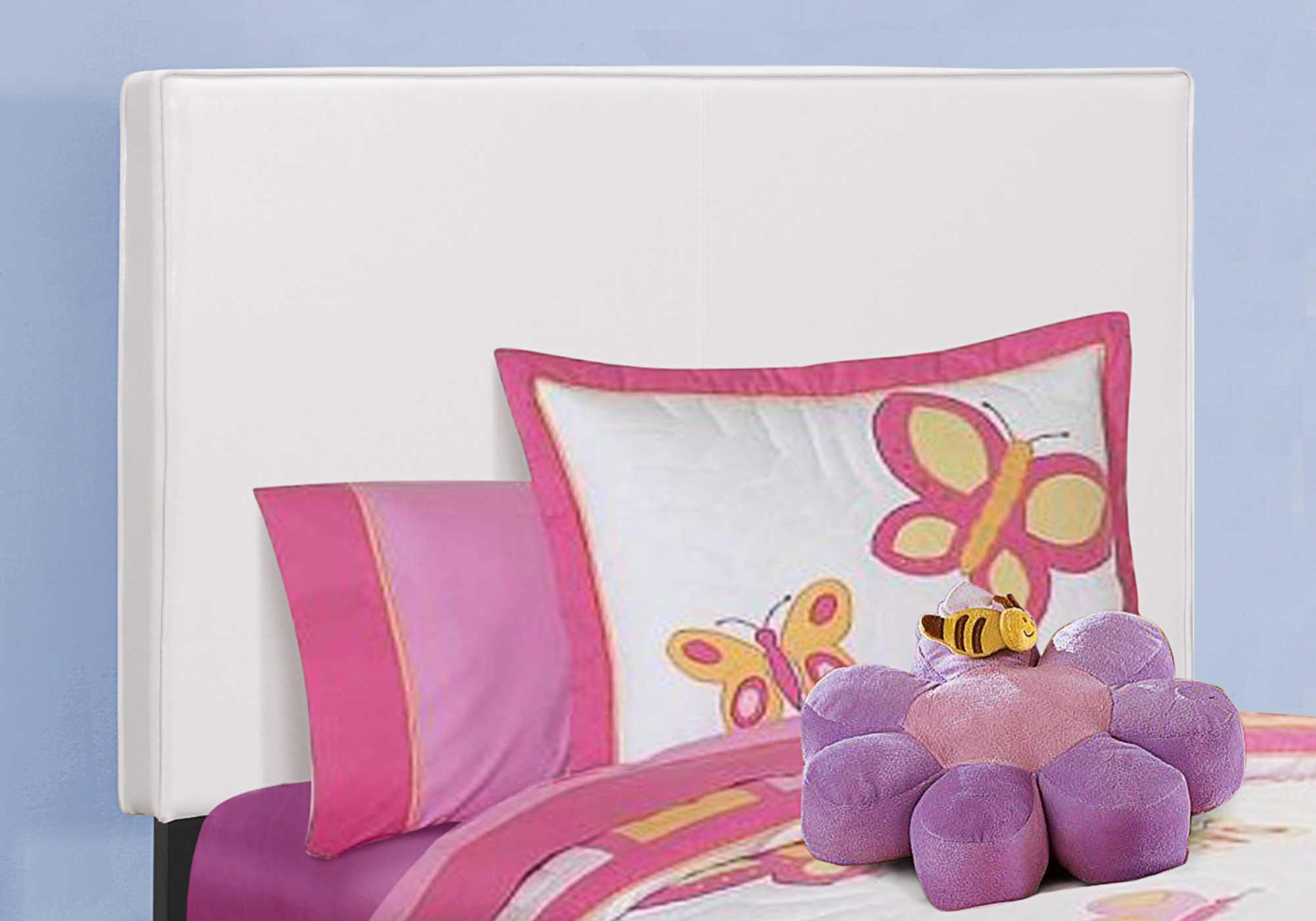 Twin Bed – White Leather-Look Bed I 5911T