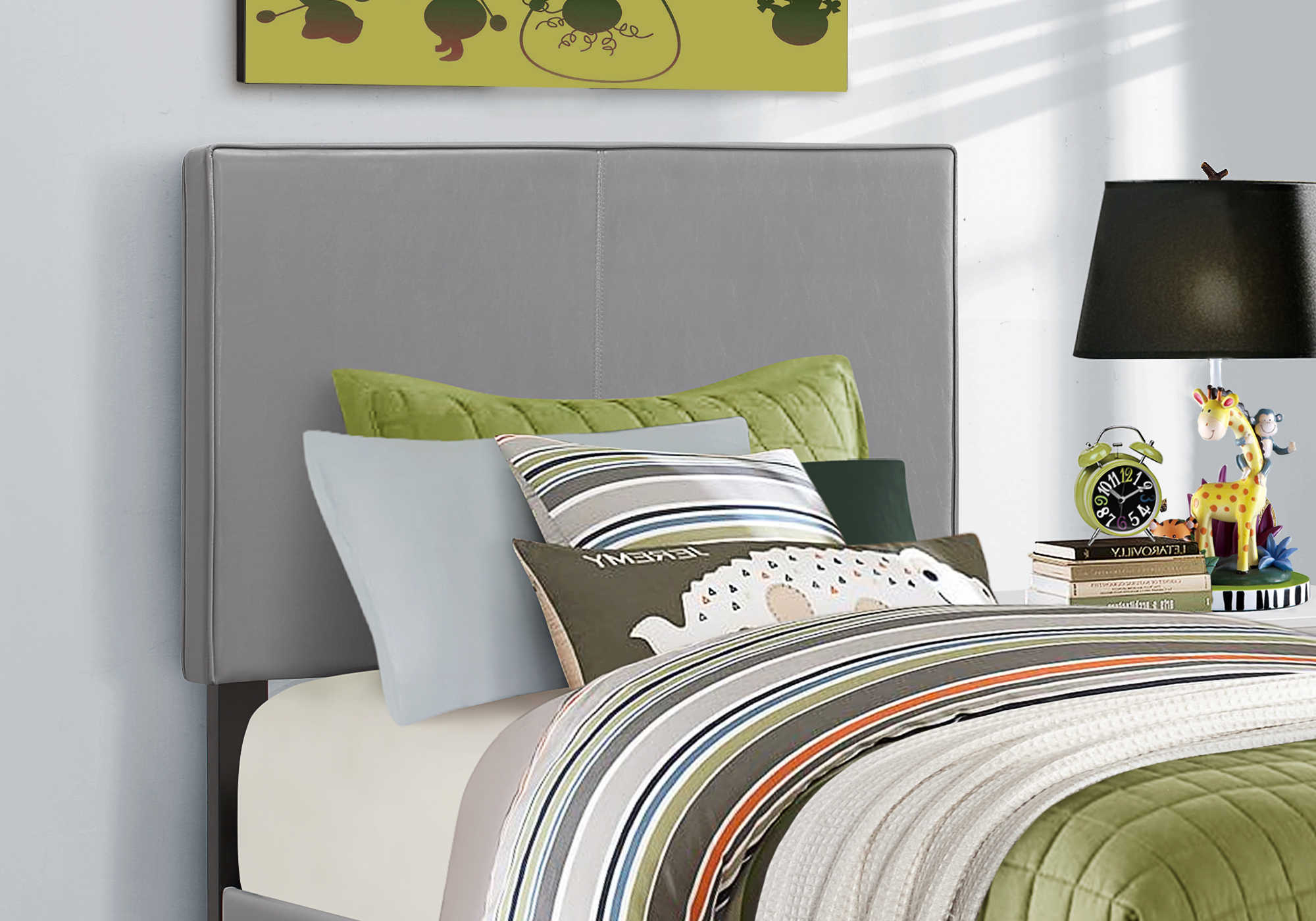 Twin Bed – Grey Leather-Look Bed I 5912T