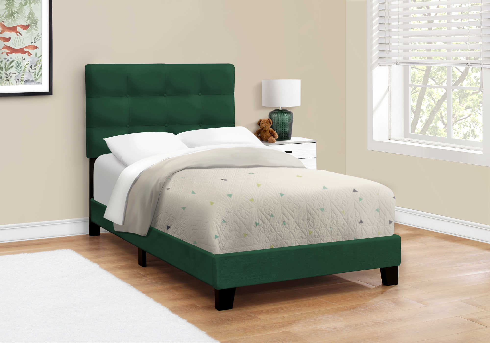 Twin Bed – Green Velvet Bed I 5917T