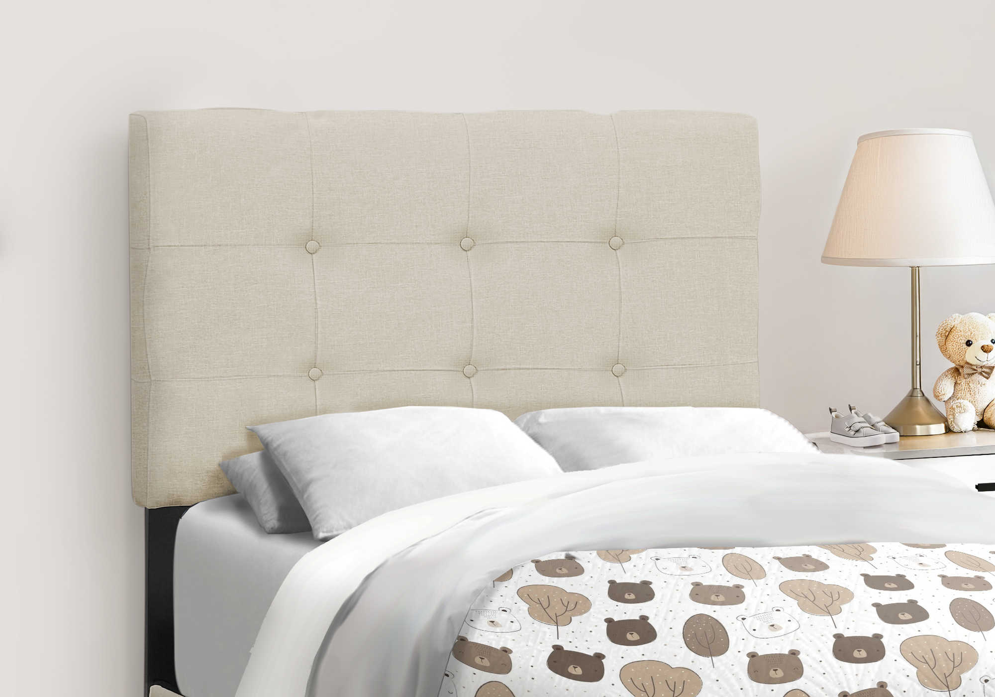 Twin Bed – Beige Linen Bed I 5921T