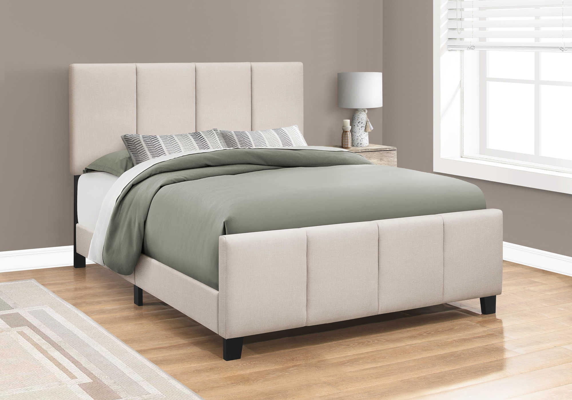Queen Bed – Beige Linen Bed I 6026Q