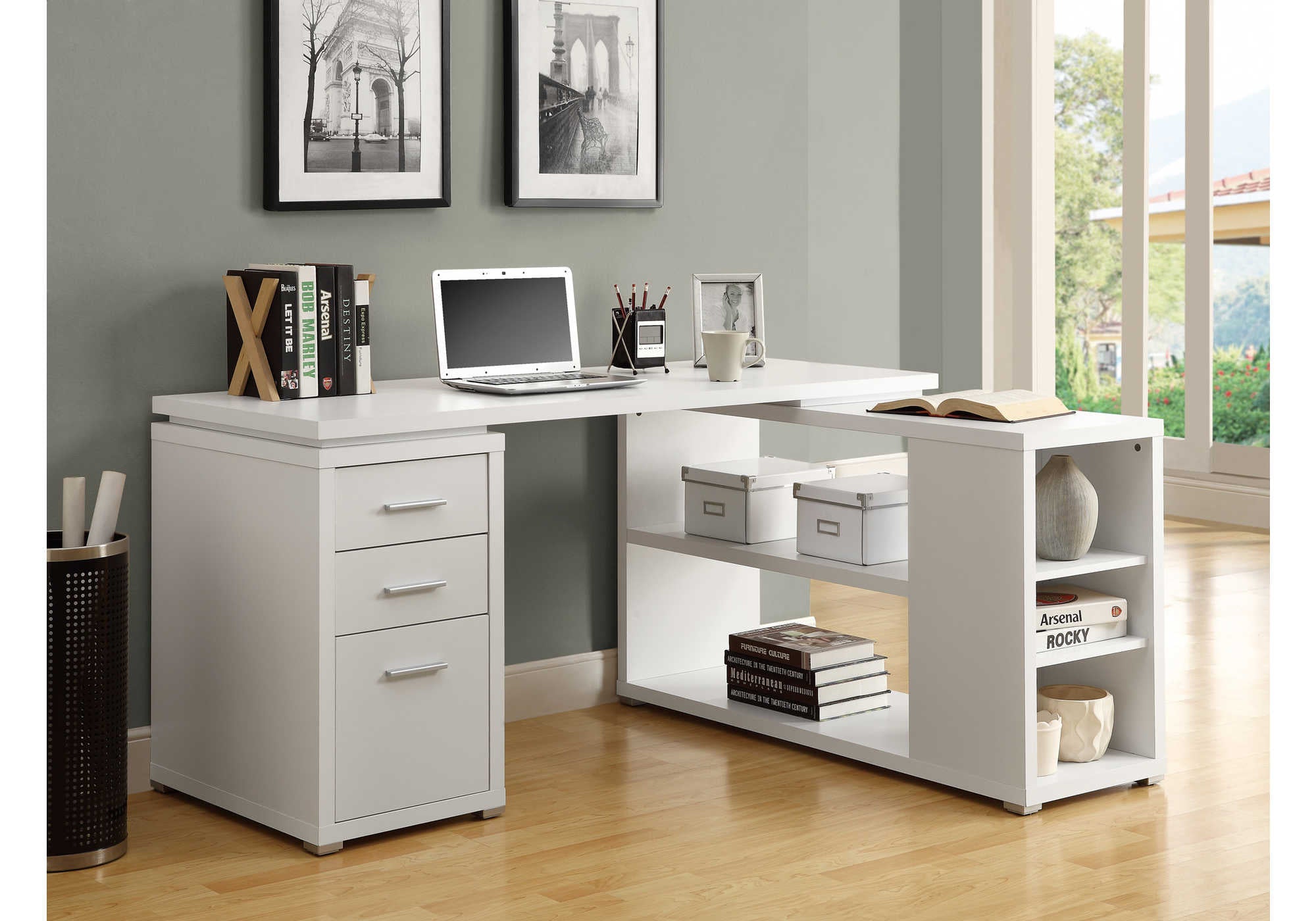 COMPUTER DESK - WHITE LEFT OR RIGHT FACING CORNER # I 7023