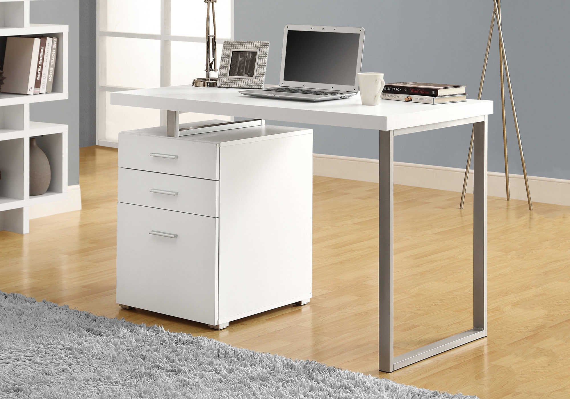 COMPUTER DESK - 48"L / WHITE LEFT OR RIGHT FACING # I 7027